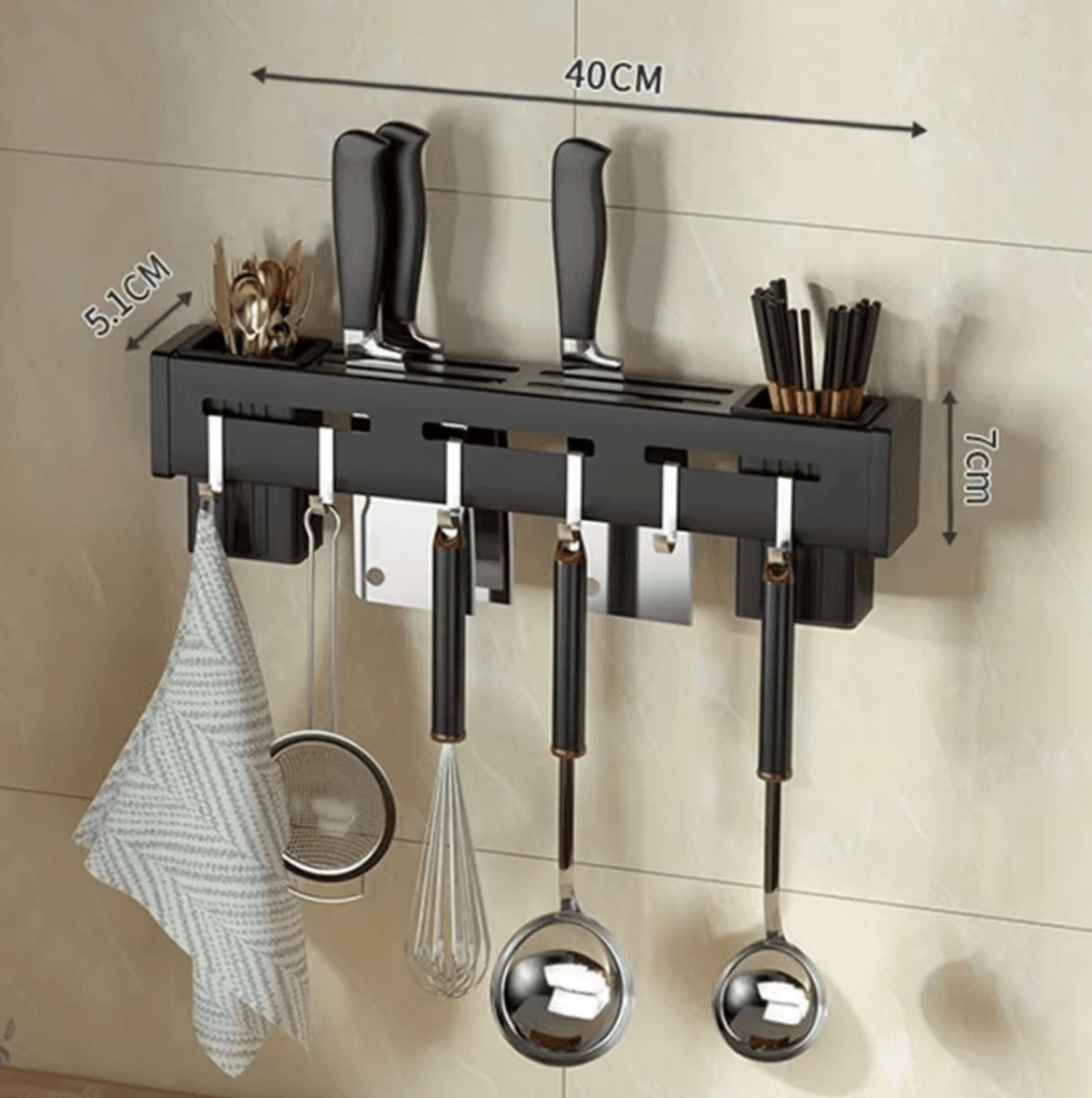 SteelEdge WallMounted Knife  Utensil Organizer Rack 1