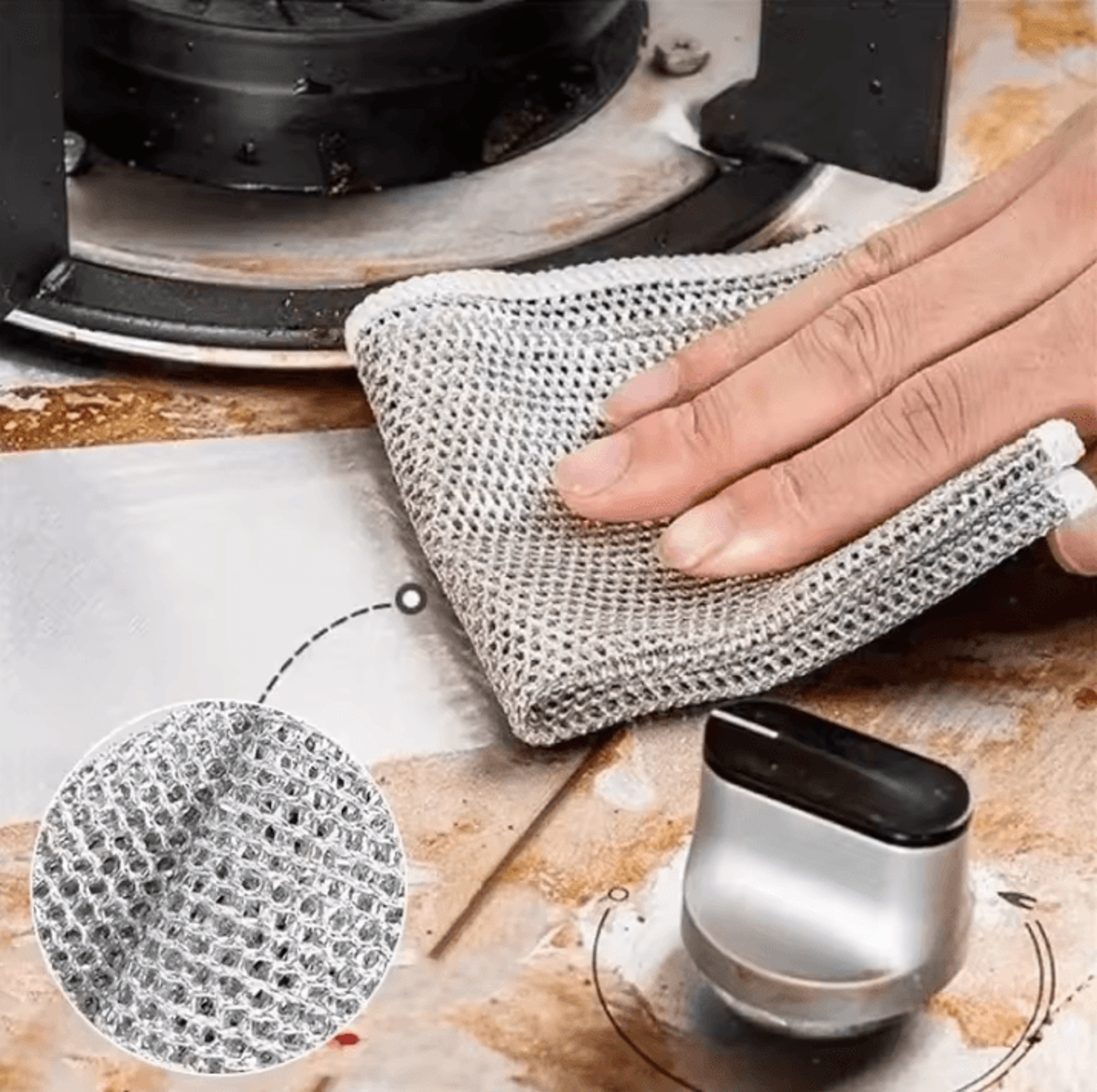 Double Sided Steel Wire Dishcloth Reusable Metal Cleaning Cloth For Pots And Pans 2