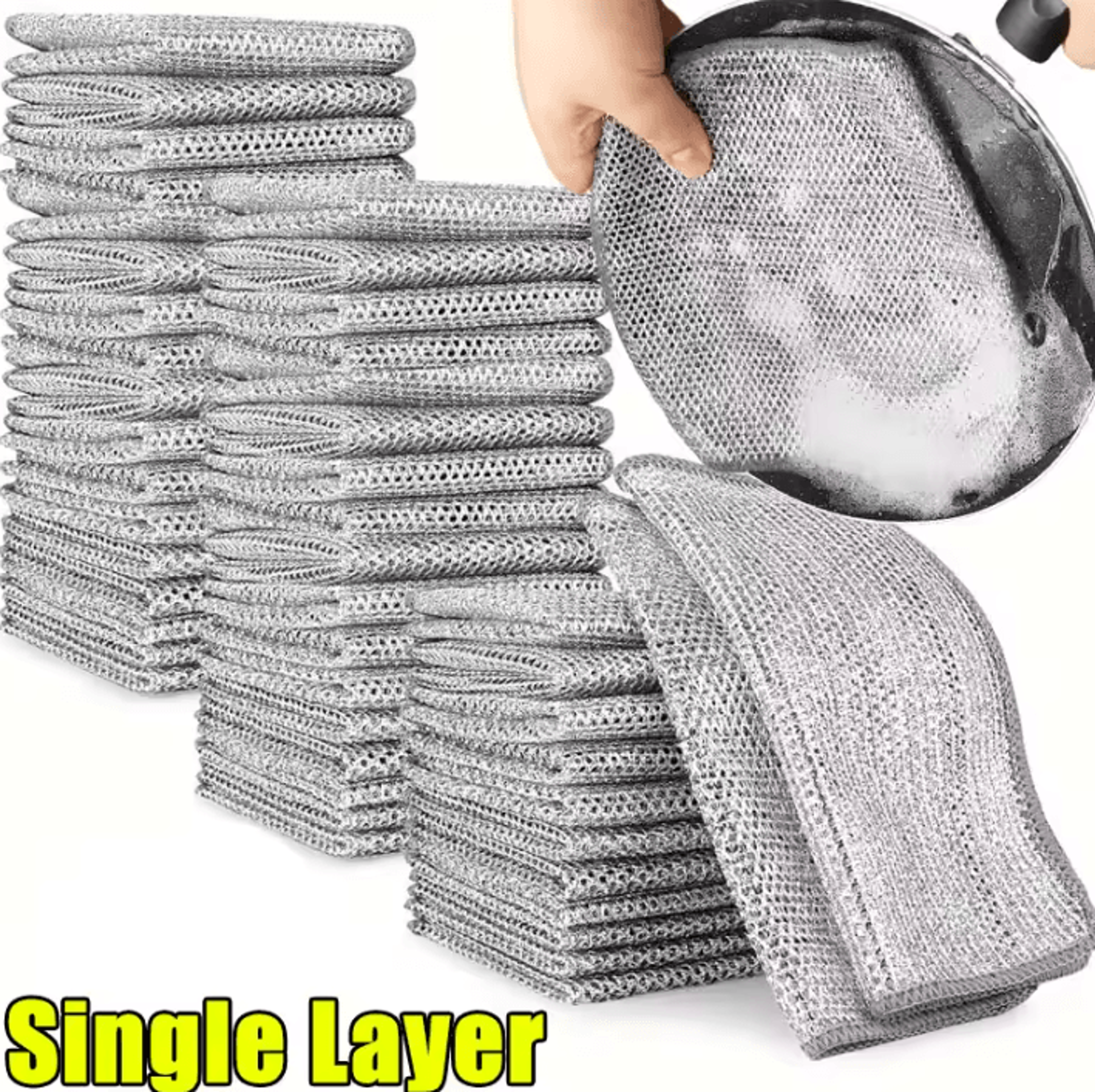 Double Sided Steel Wire Dishcloth Reusable Metal Cleaning Cloth For Pots And Pans 5