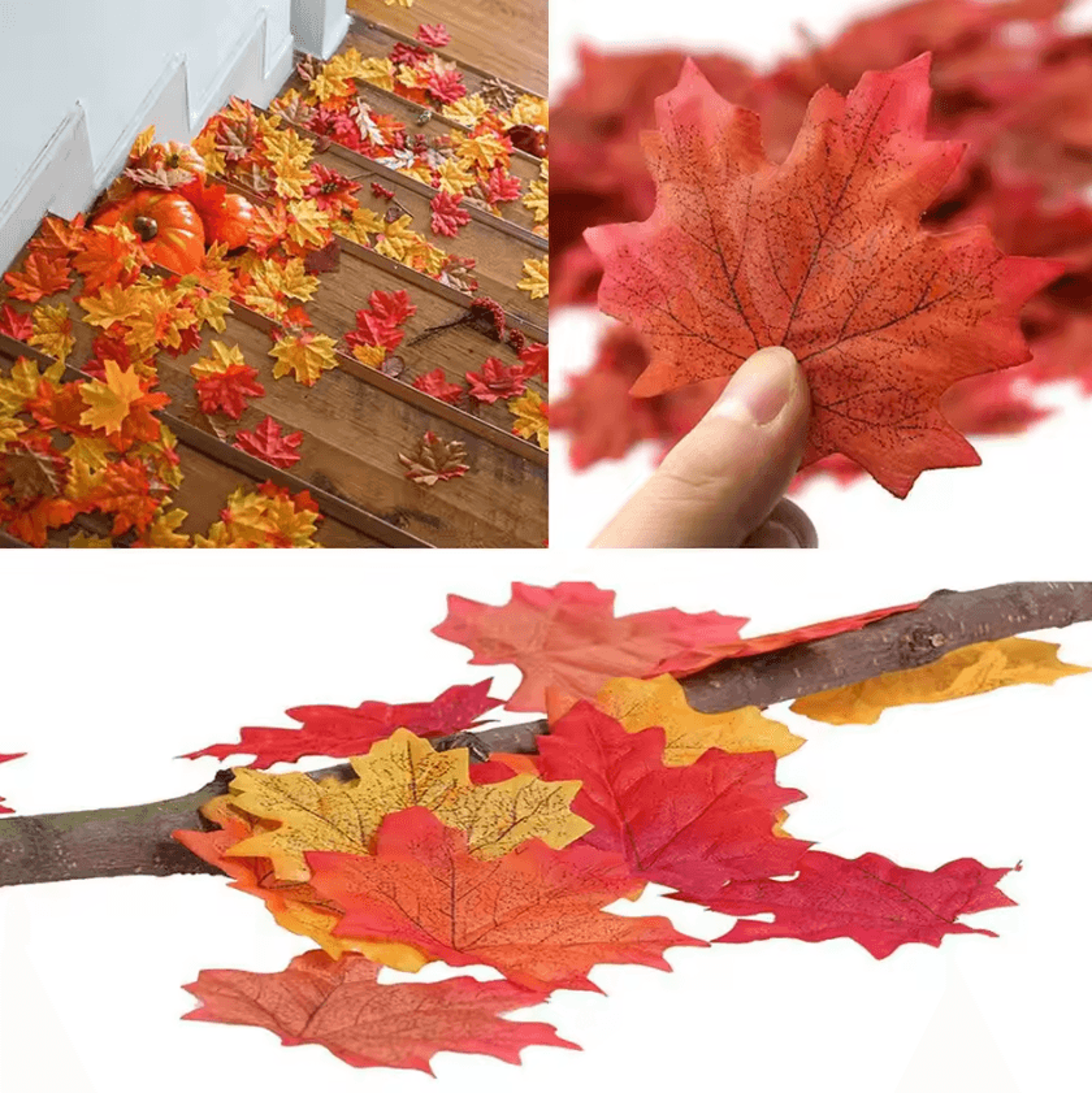 100200PCS Artificial Silk Maple Leaves  Artificial Maple Leaves For Fall Decor Thanksgiving Hallowe 2
