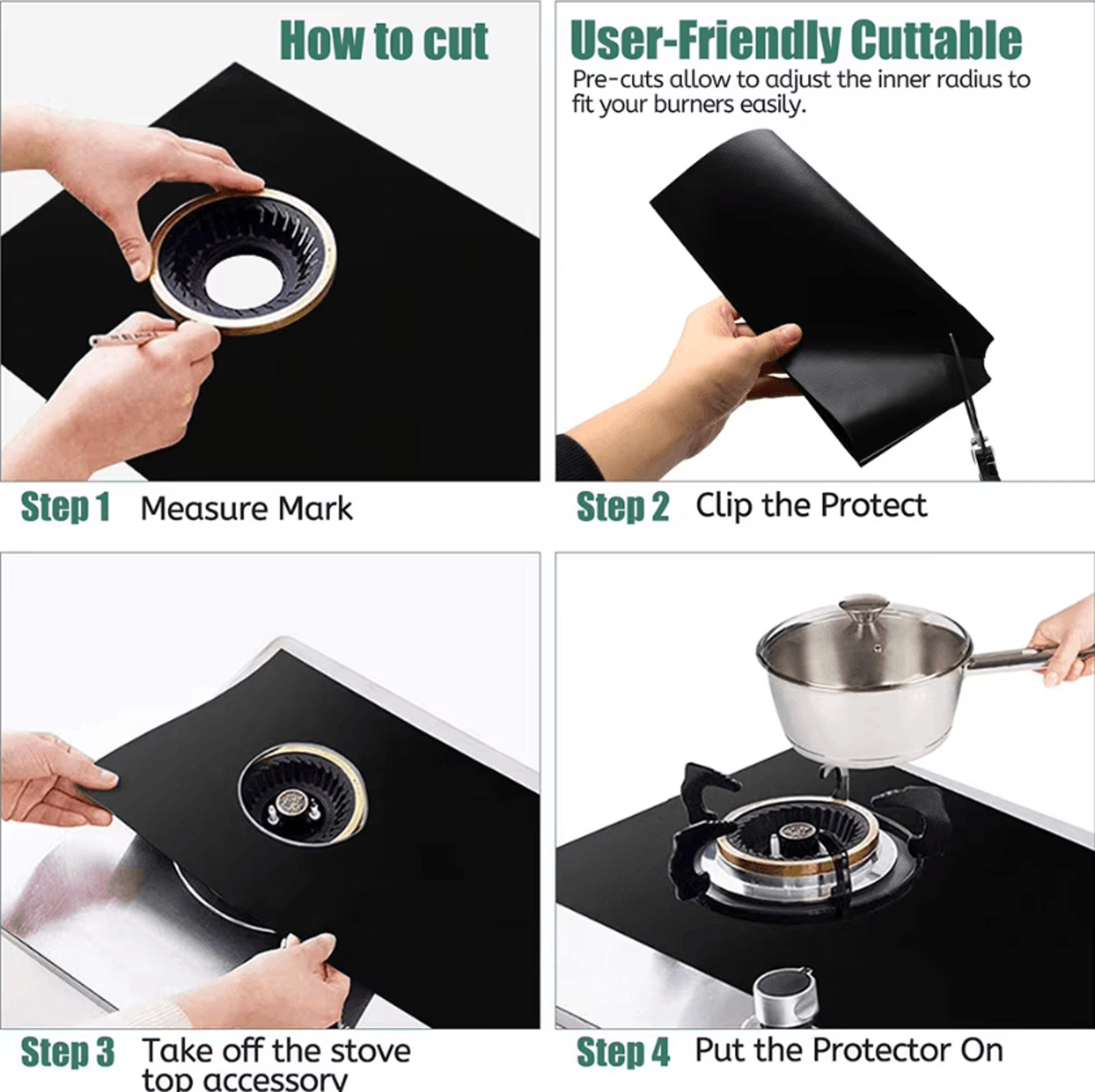 5Hole Gas Stove Protector Reusable Stove Burner Covers NonStick Kitchen Cooktop Pad Set 1