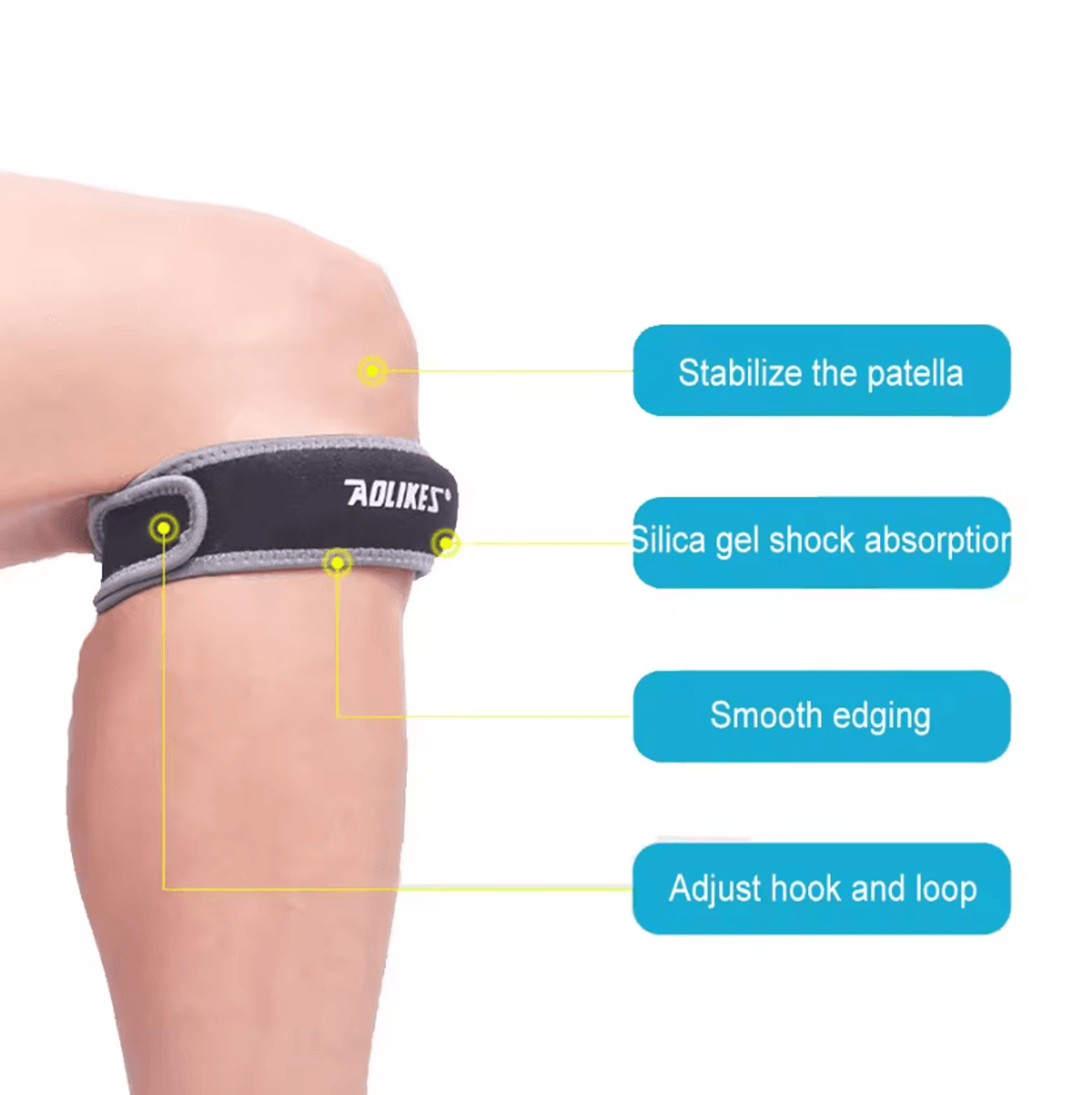 AOLIKES Adjustable Patella Knee Strap With Neoprene Cushion For Running And Sports Support 1