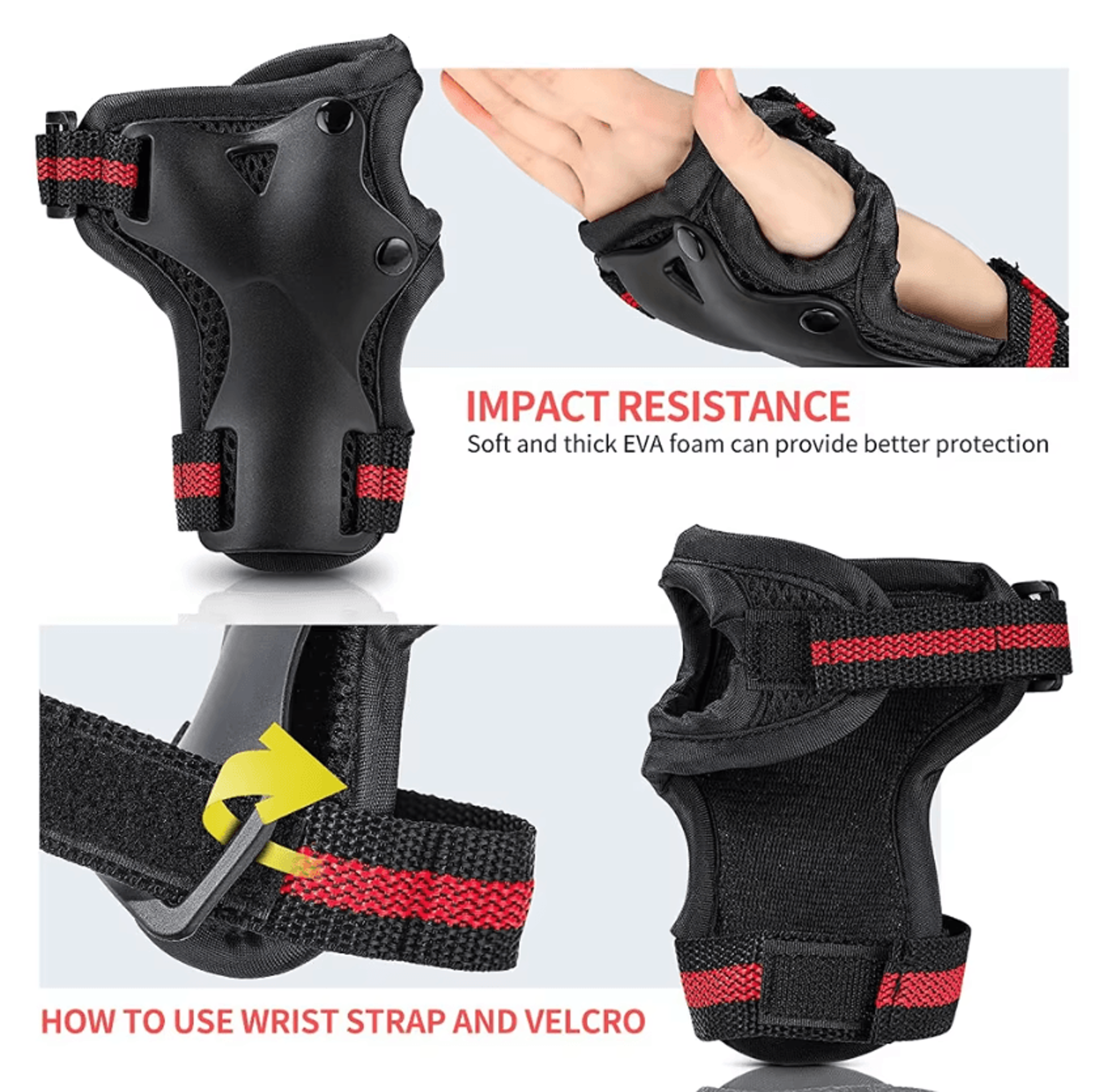 6 Piece Knee Elbow Pads And Wrist Guards Protective Gear Set For Cycling And Skating 3