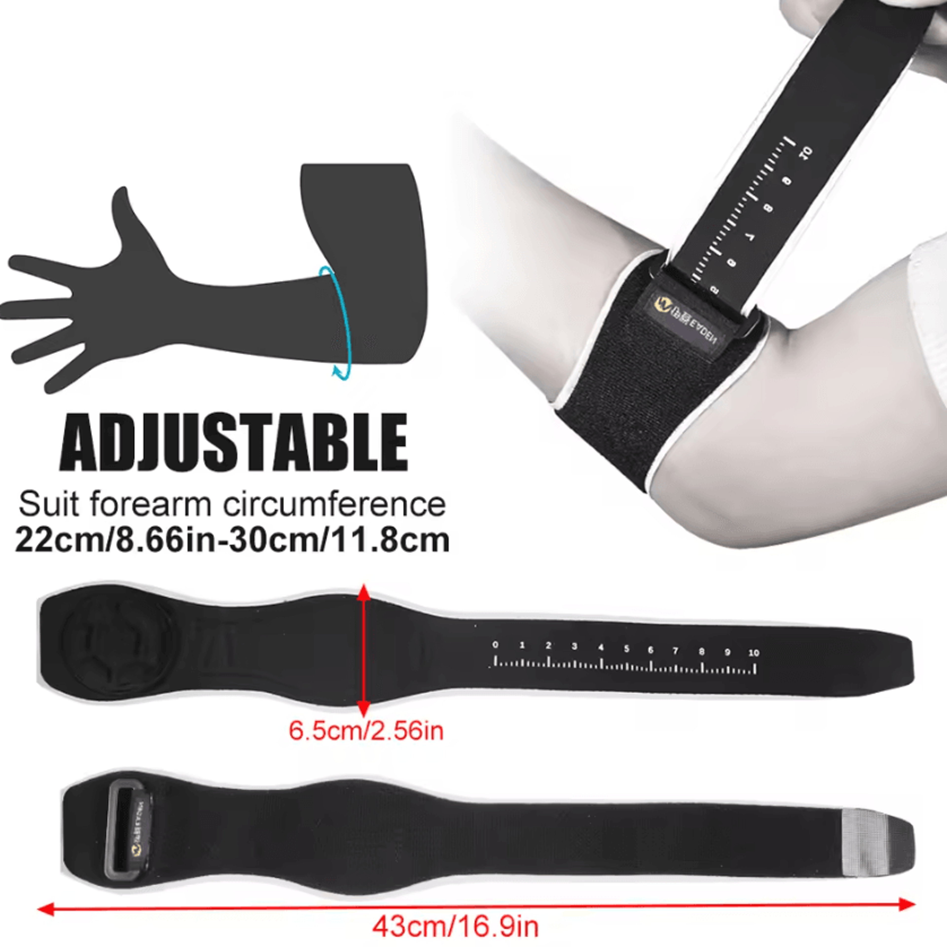 Adjustable Tennis Elbow Brace With Removable Pad For Forearm Support 3