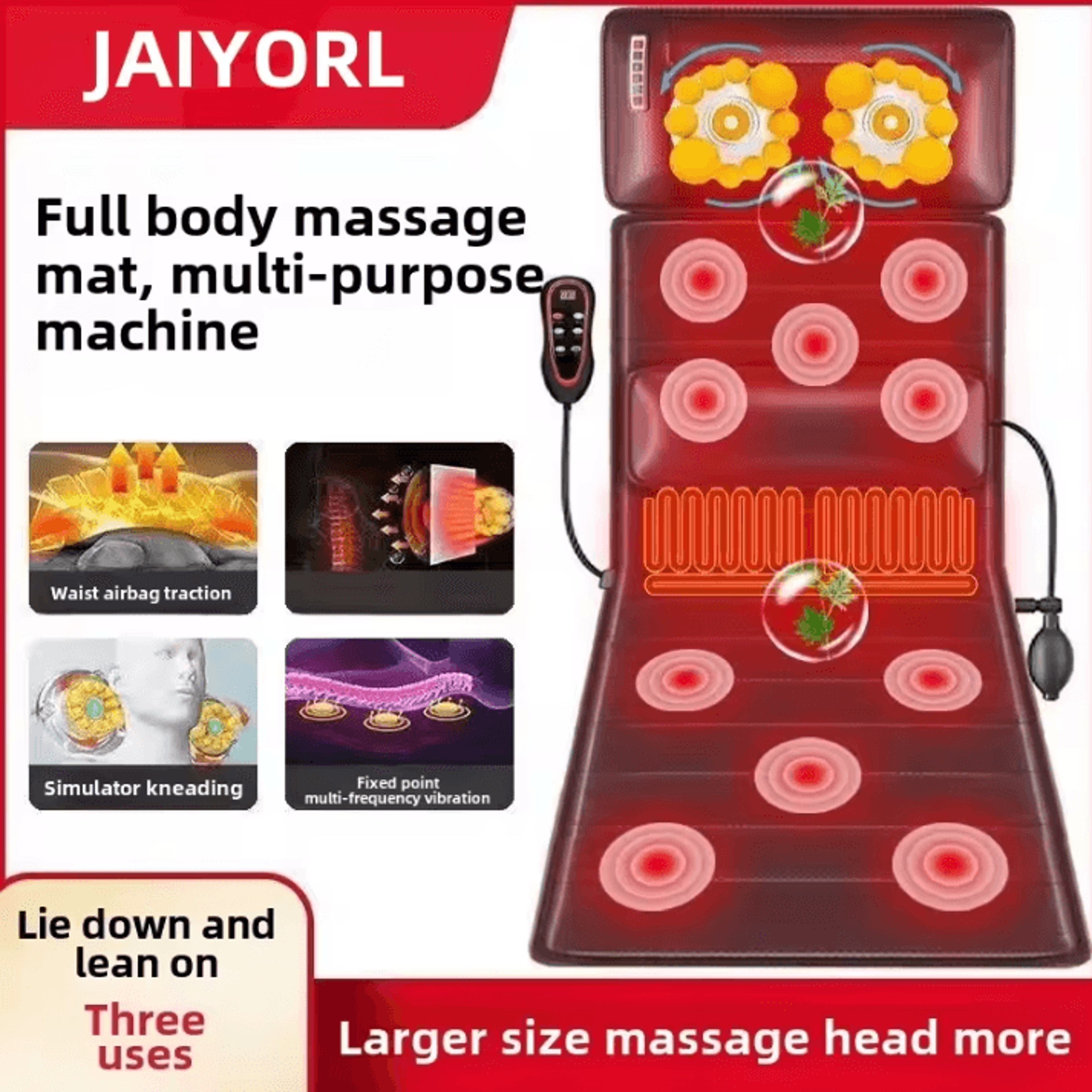 Multifunctional Full Body Massage Mattress With Lumbar Traction Heat And Vibration 8