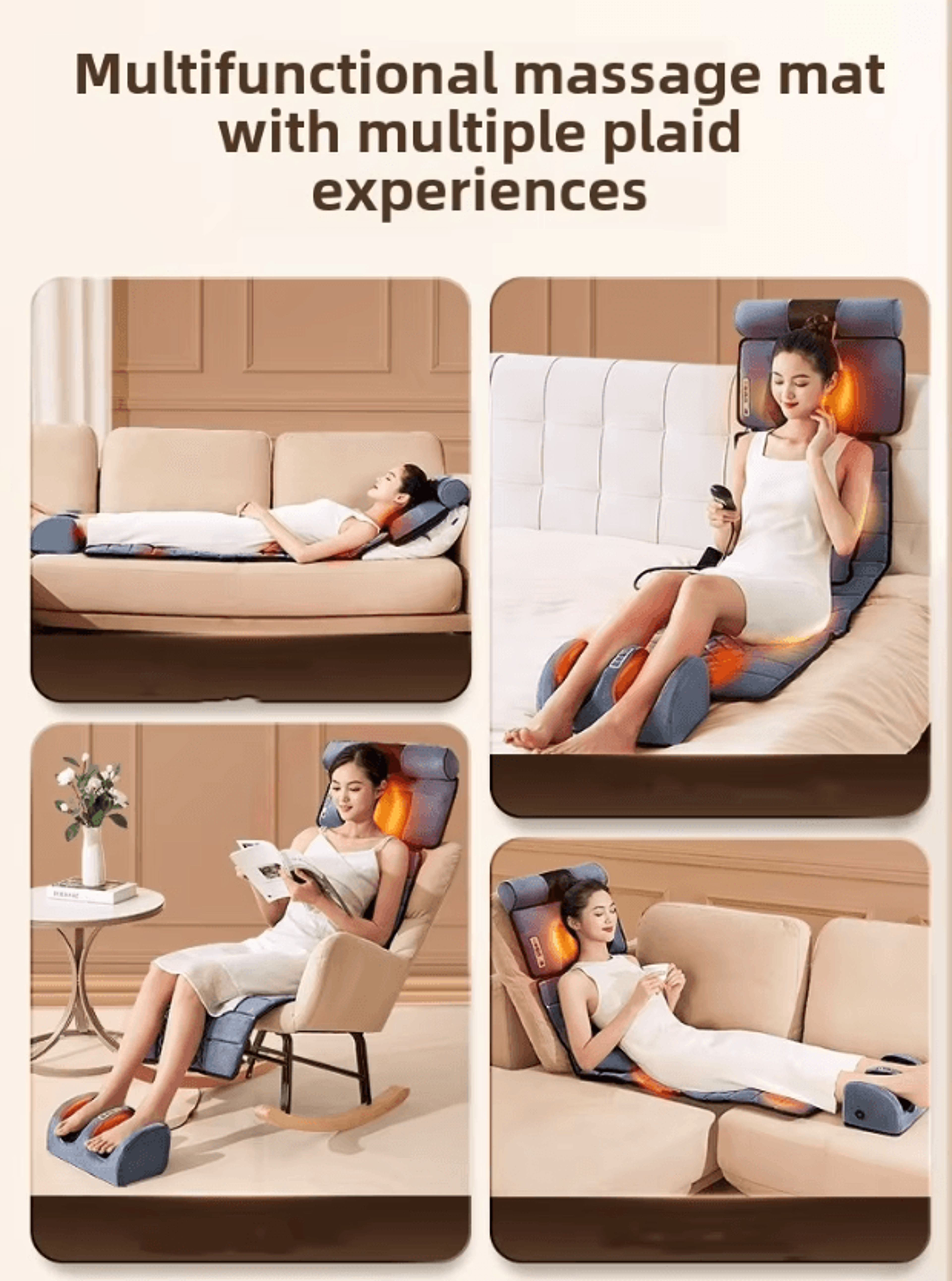 Full Body Massage Pad With 10 Zone Vibration Kneading Pillow Heat And Foot Calf Massage 4