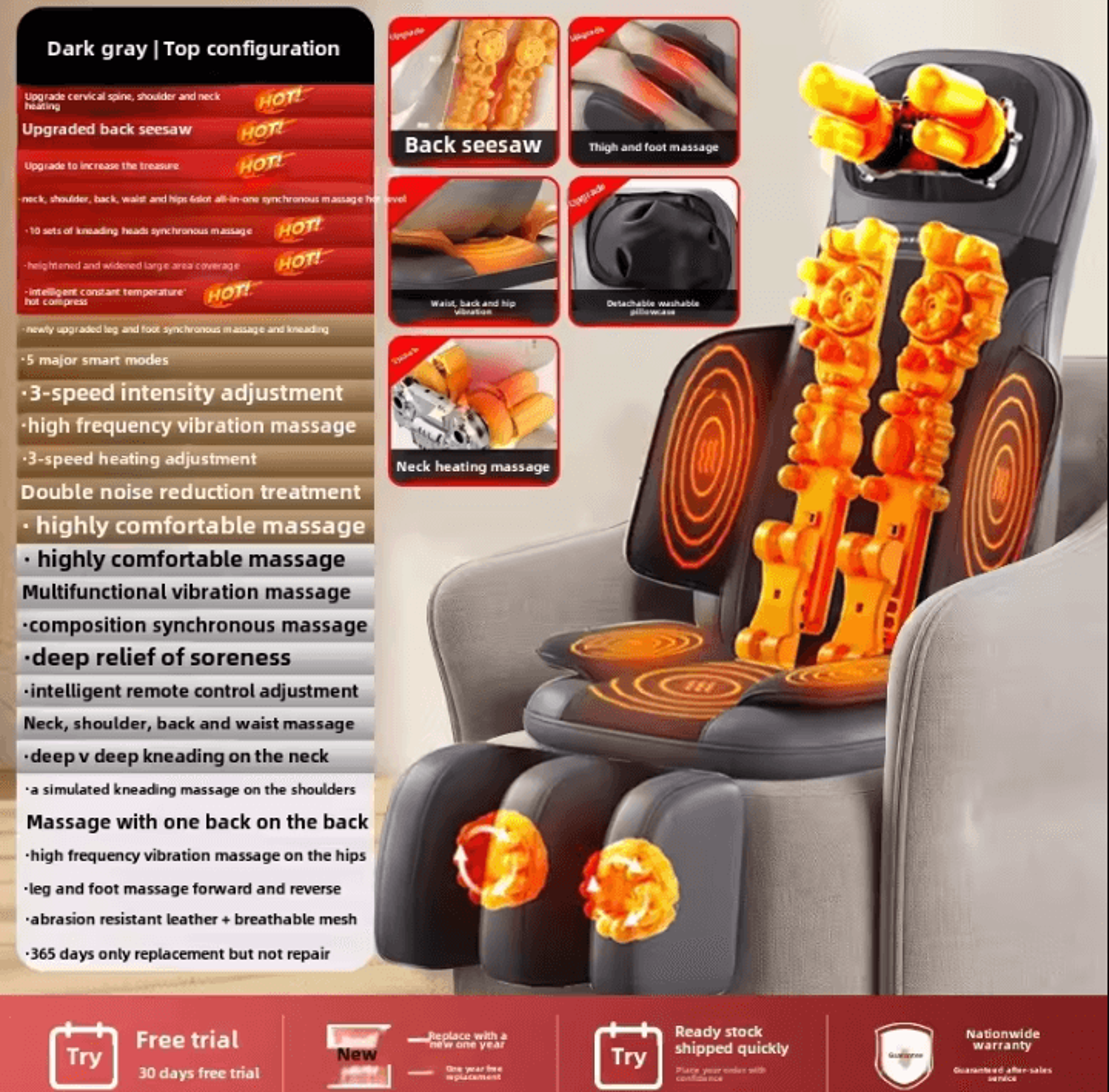 Multifunctional Massage Cushion With Heat For Full Body Neck Shoulder Back And Waist 5