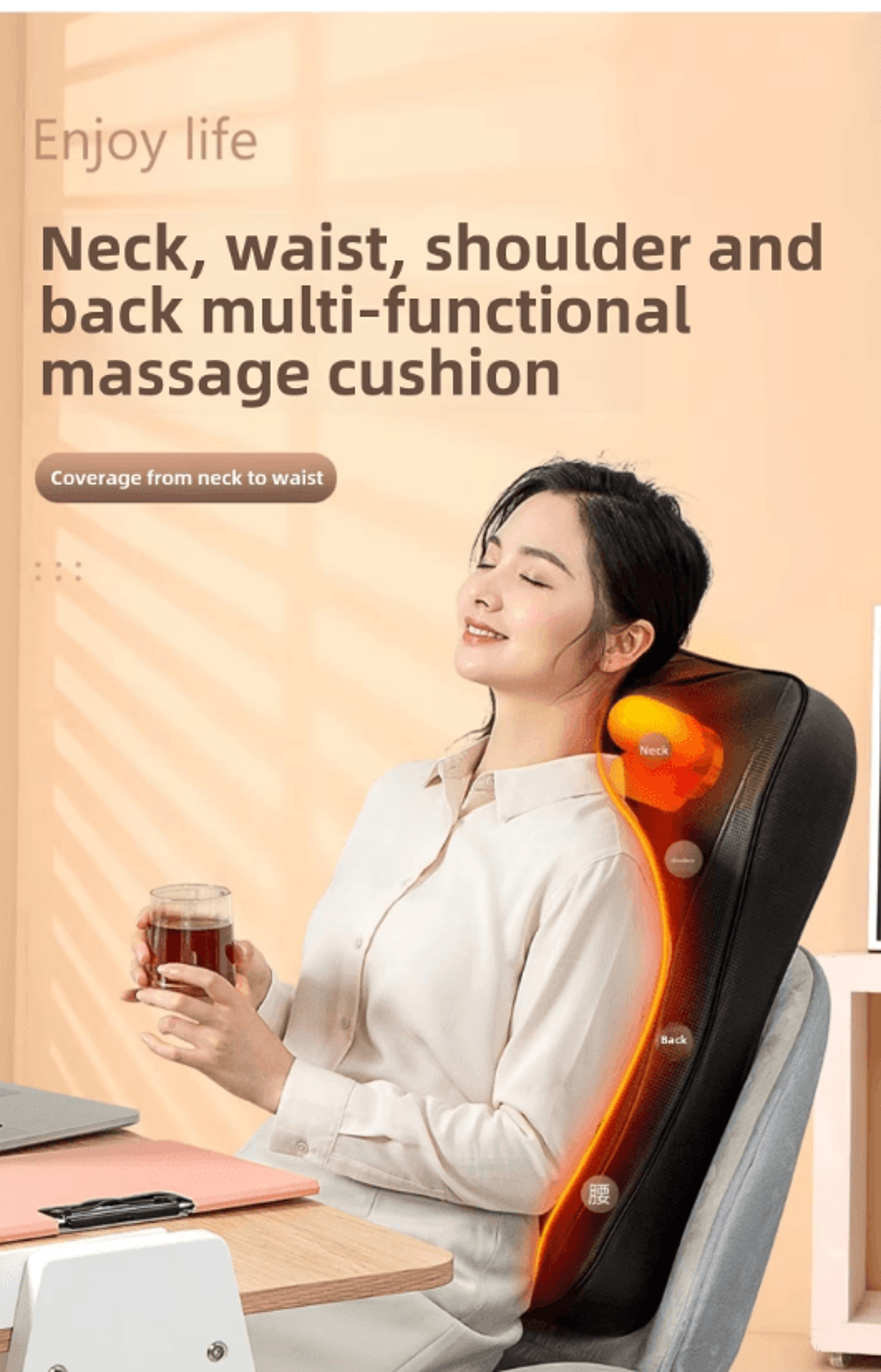 JAIYORL Chair Massage Cushion With Full Body Neck Shoulder Back And Waist Massage 2