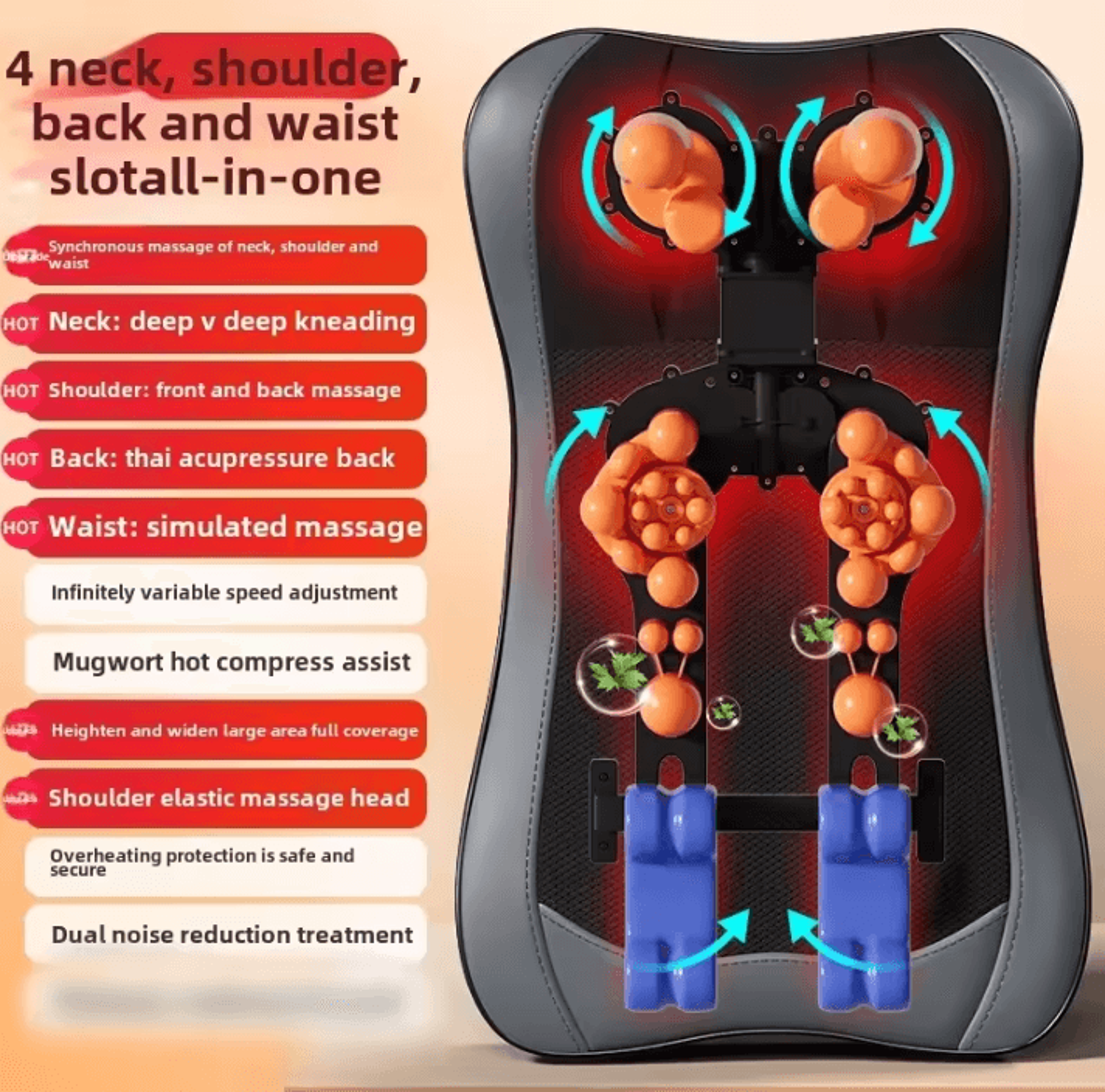 JAIYORL Chair Massage Cushion With Full Body Neck Shoulder Back And Waist Massage 5