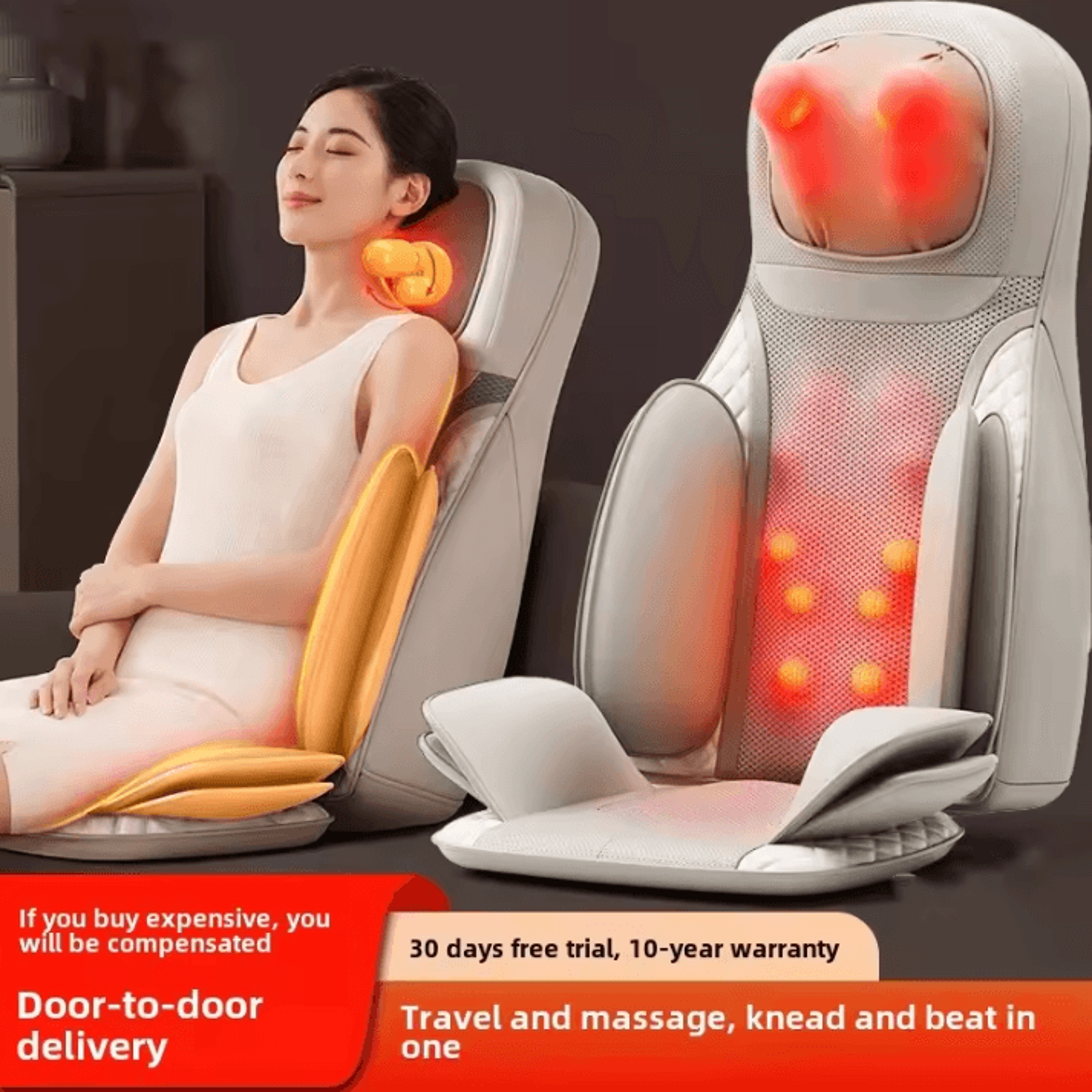 Airbag Shiatsu Massage Chair Pad With Heat  3D Neck And Back Massager For Full Body Relaxation 5