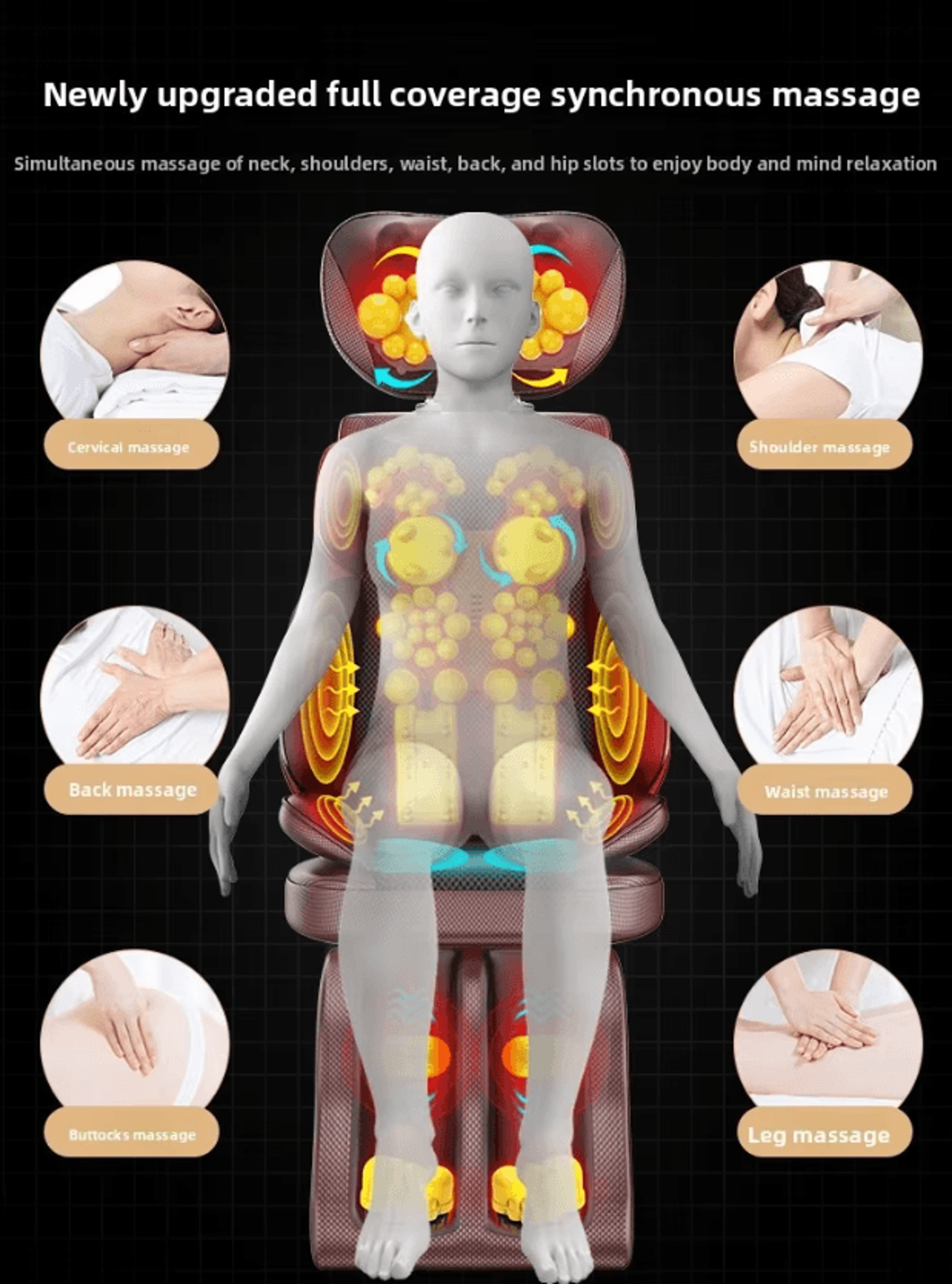 Adjustable Neck And Back Massager With Heat  Portable Shiatsu Massage Chair Pad For Full Body Relax 1