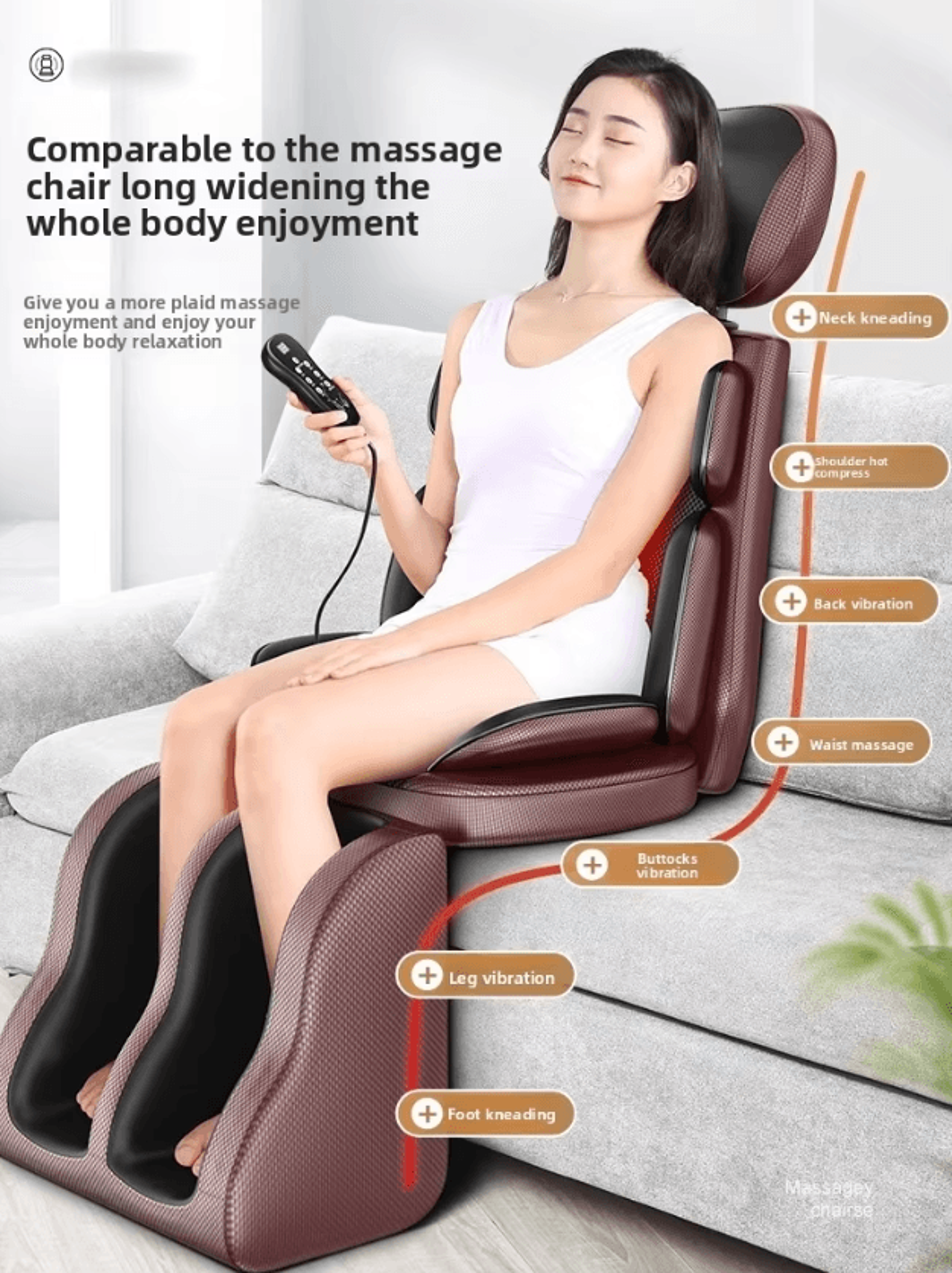 Adjustable Neck And Back Massager With Heat  Portable Shiatsu Massage Chair Pad For Full Body Relax 3