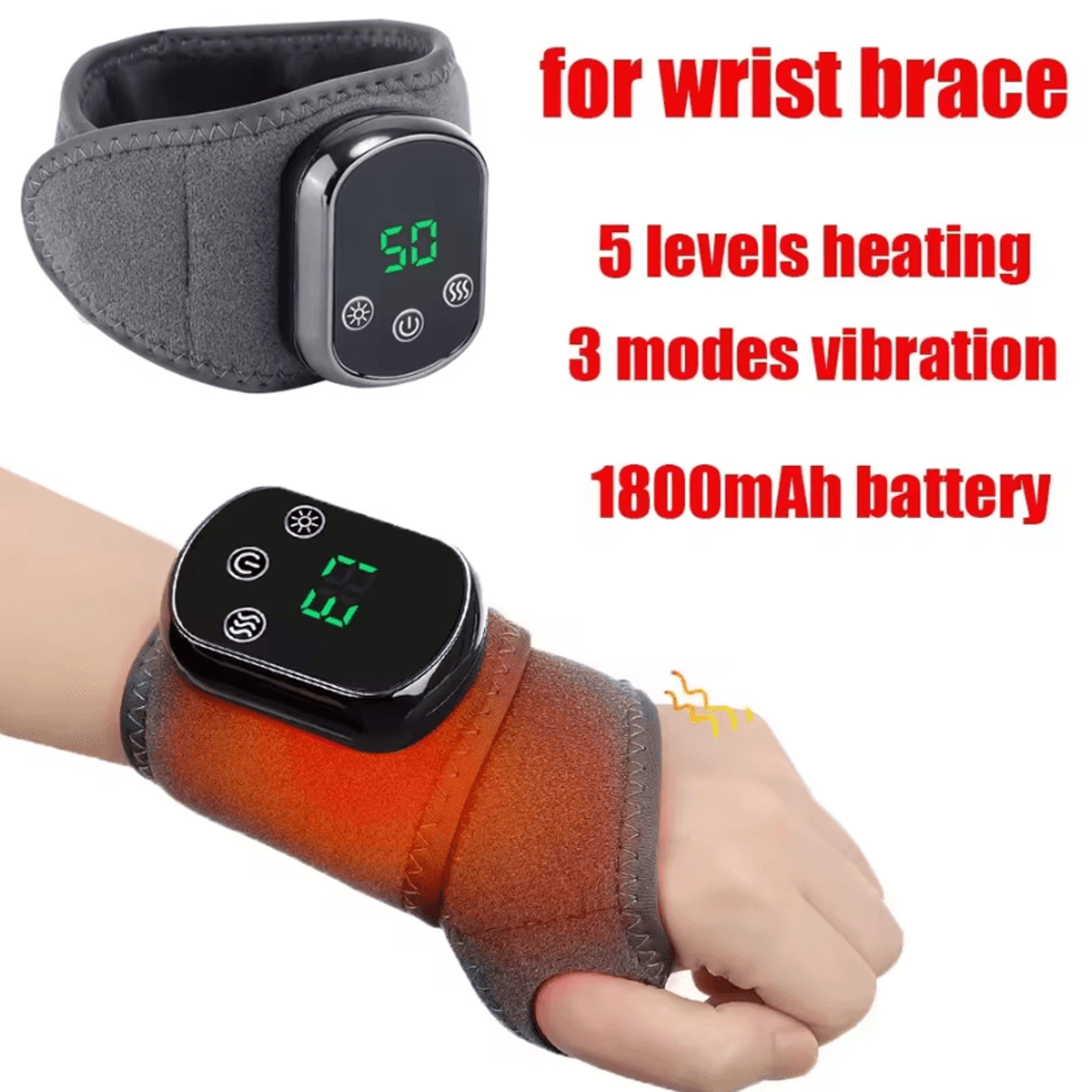 Cordless Heated Ankle Massager  Rechargeable Vibration Foot Wrap With 5 Heat Levels  3 Massage Mode 7