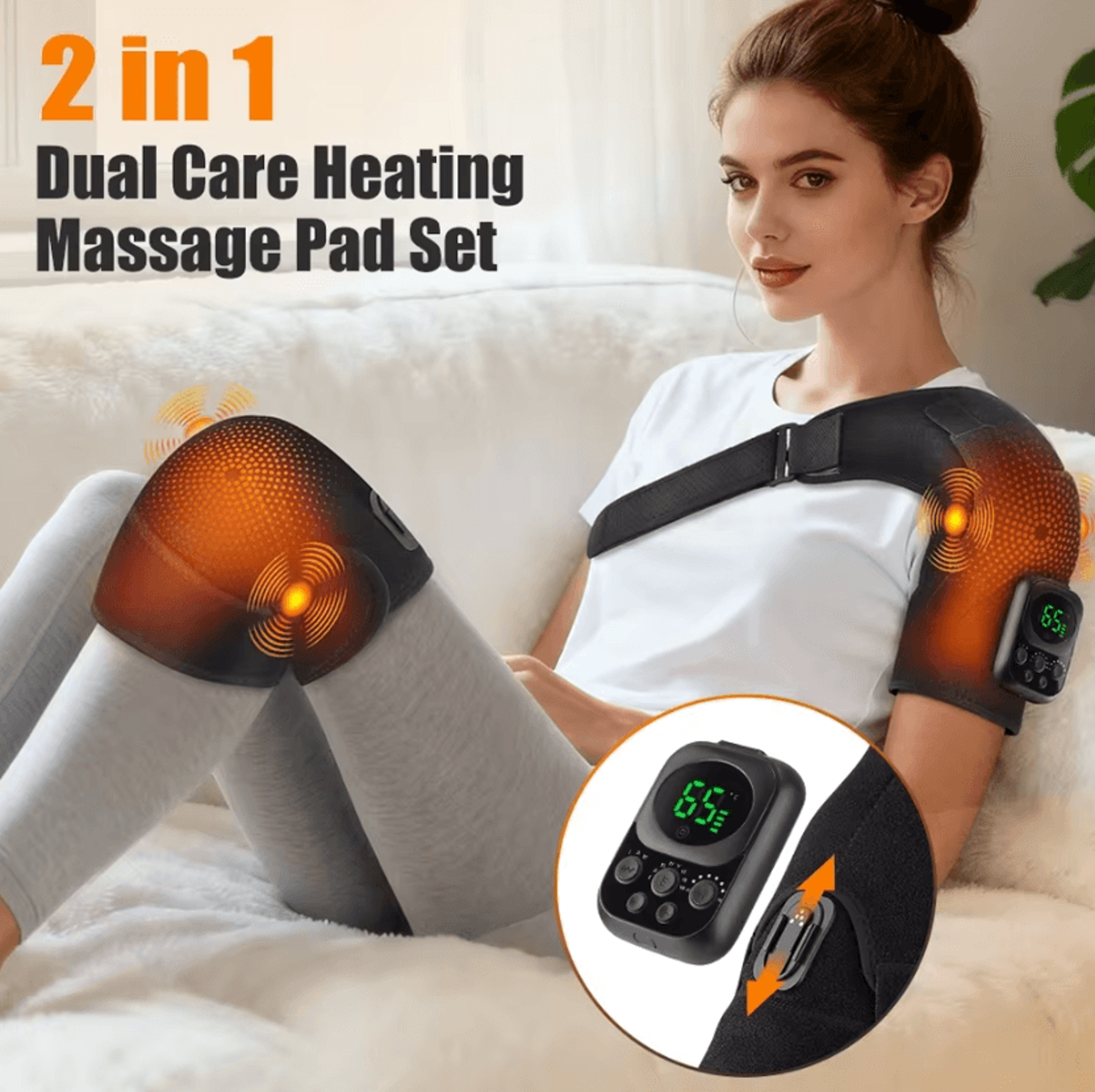 3in1 Heated Knee Massager  Electric Heating Massage Wrap For Knees Shoulders  Elbows With Vibration 1