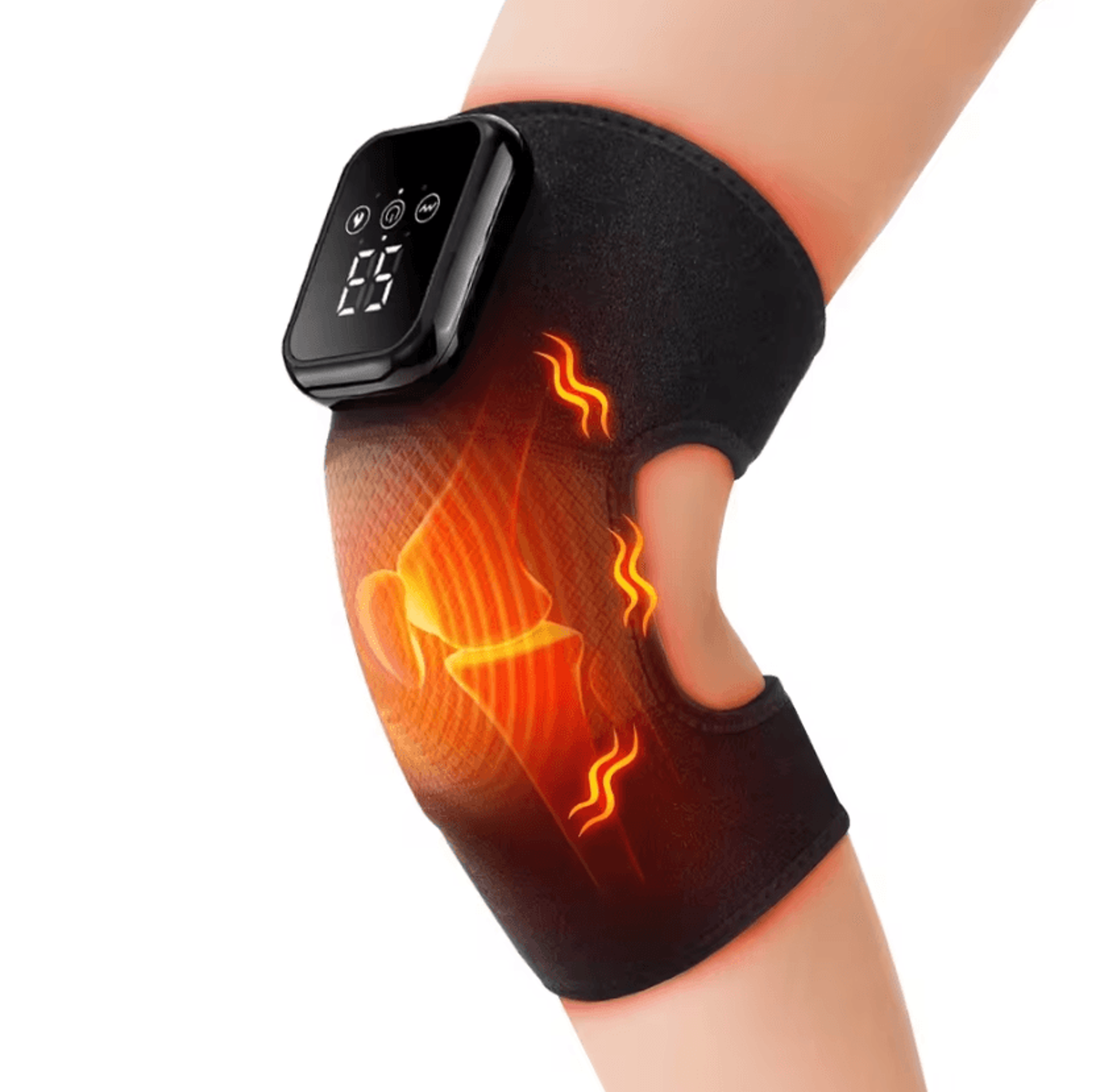 Cordless Heated Knee Massager  Rechargeable Knee Support Wrap With 3 Heat  Vibration Levels 5