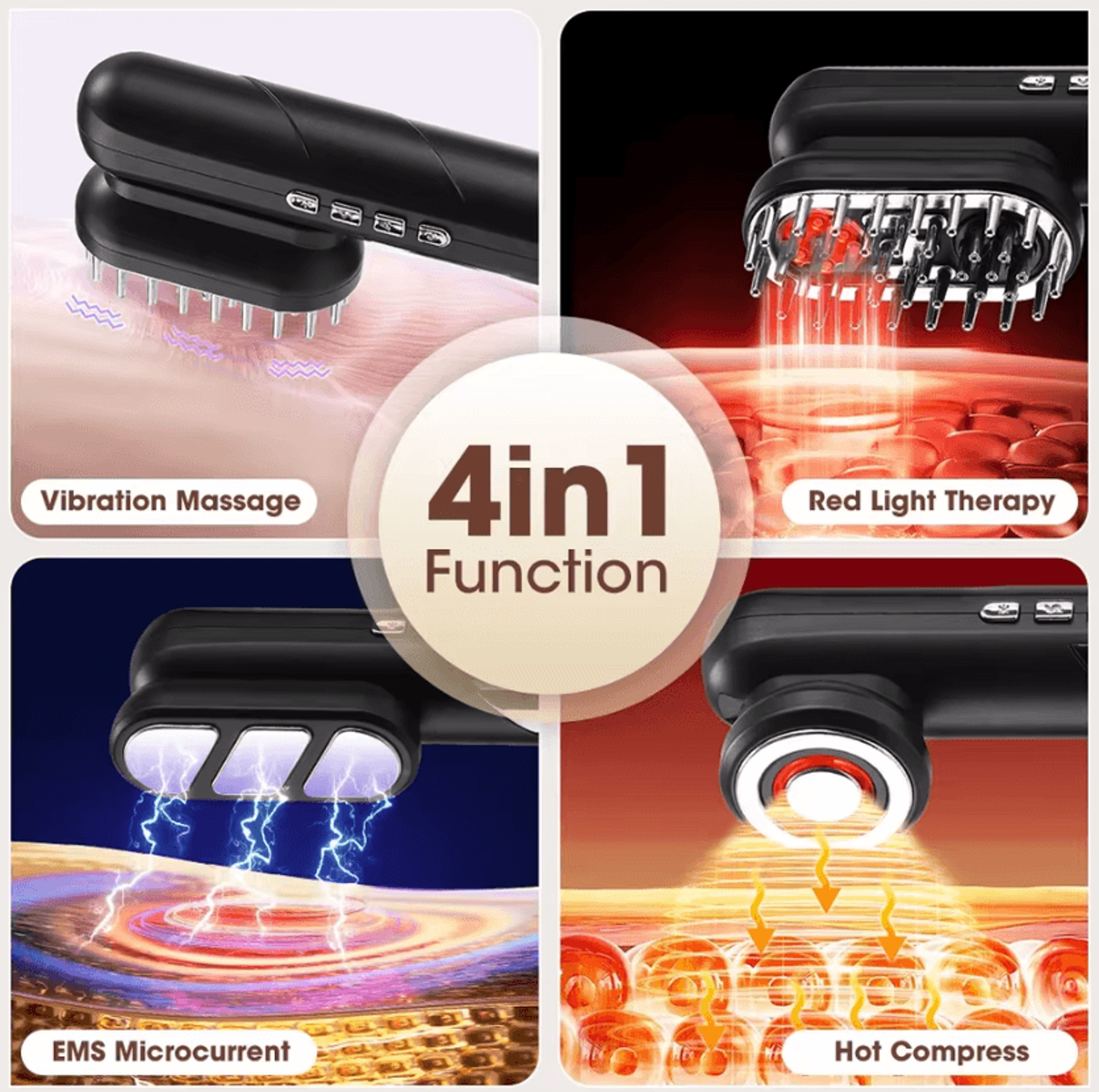 4in1 EMS Scalp Massager Comb  Rechargeable Red Light Hair Care Comb With Electric Massage For Scalp 1
