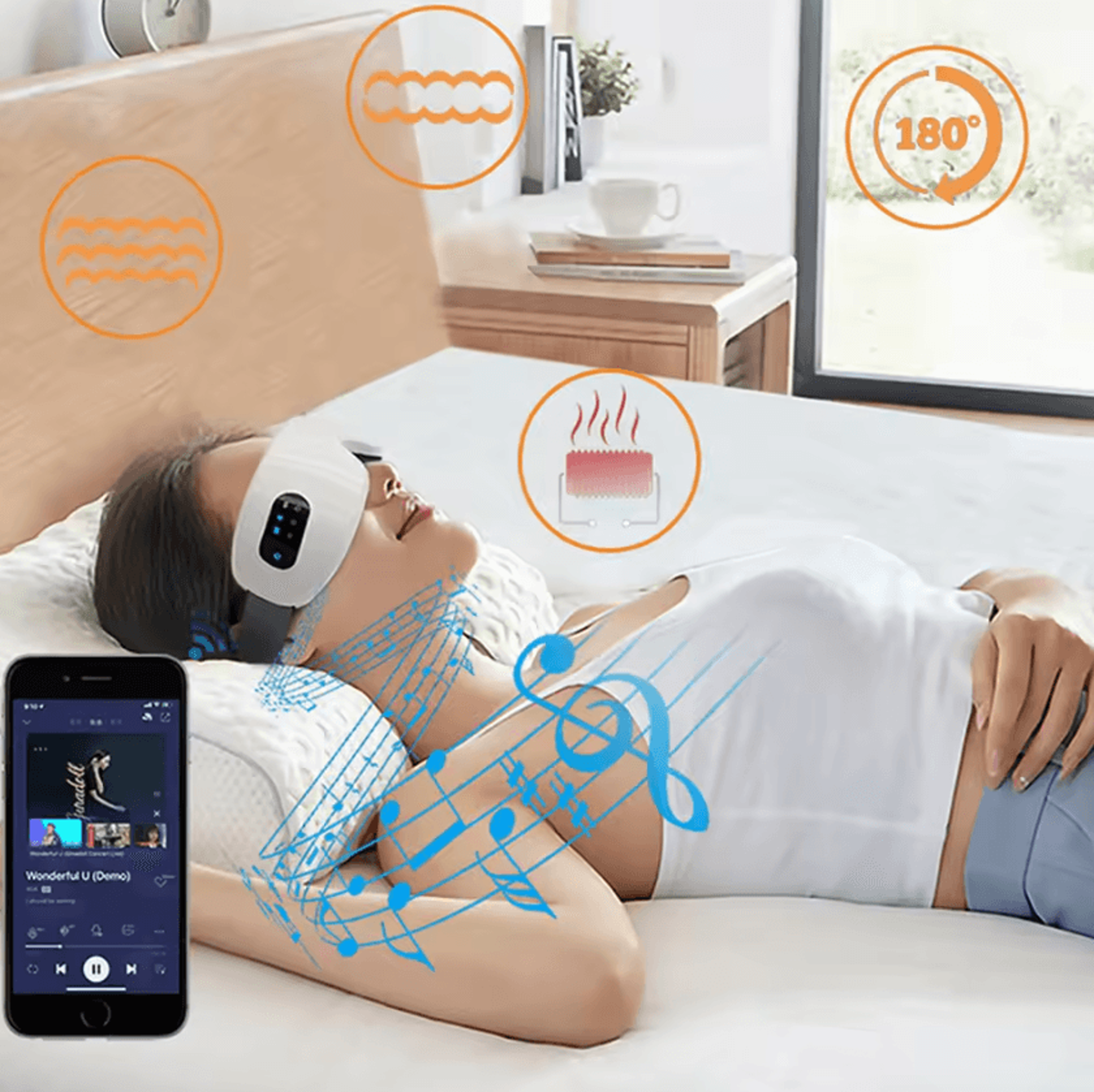 Smart Eye Massager With Heat Vibration  Bluetooth Music 1