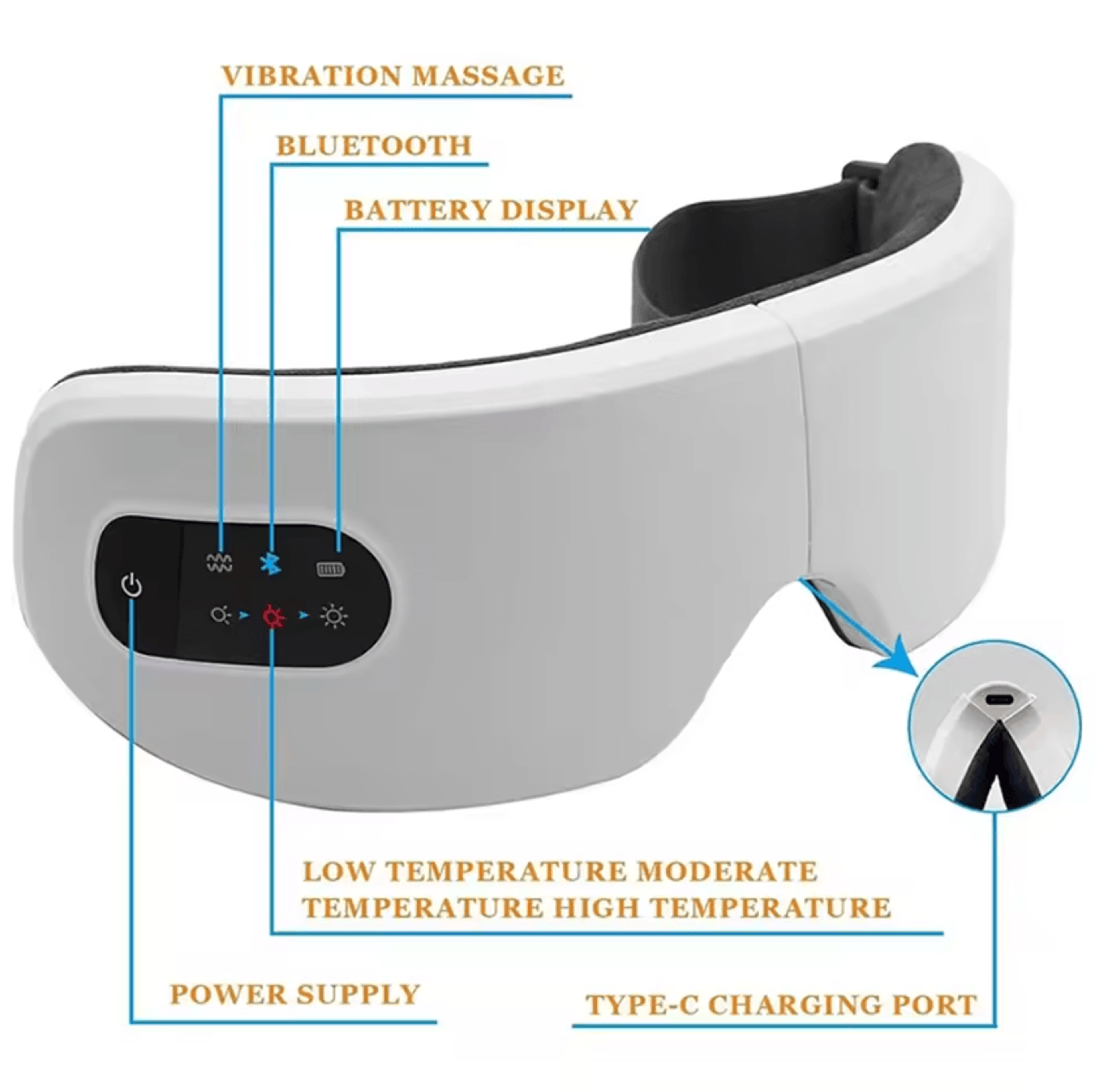 Smart Eye Massager With Heat Vibration  Bluetooth Music 3