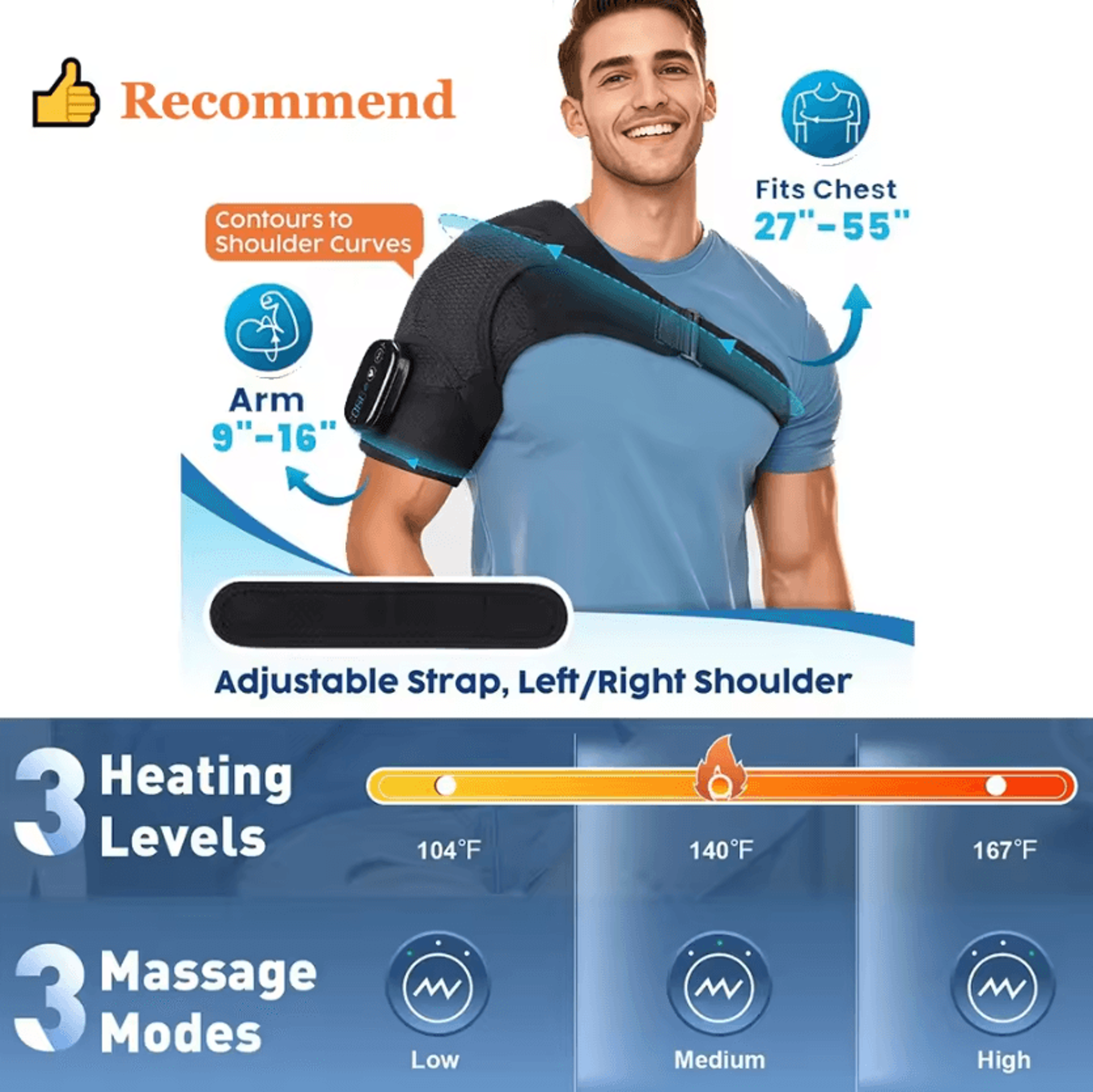 Shoulder Massager With Heat  Vibration  Heated Shoulder Wrap For Neck  Shoulder Comfort 7