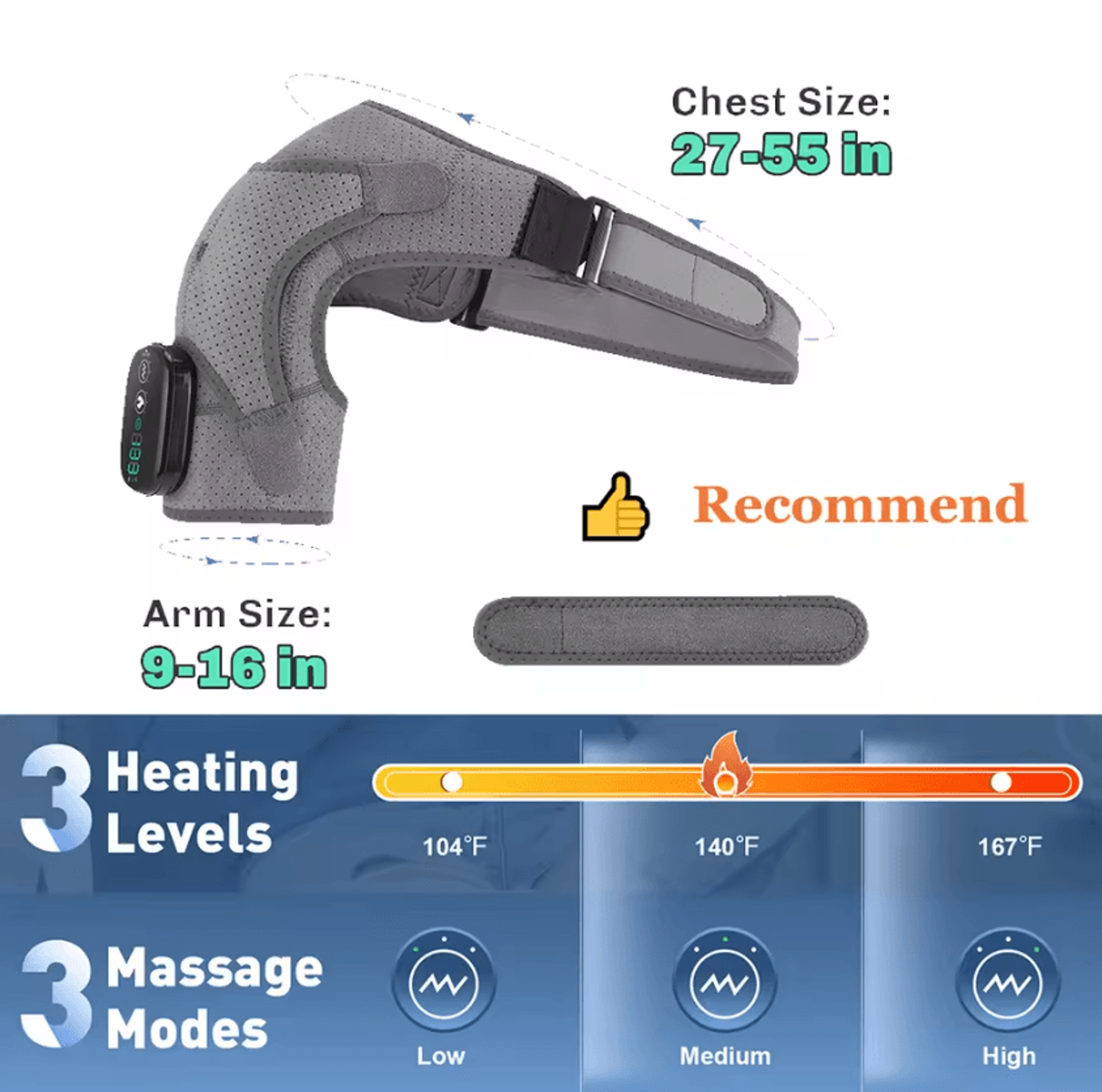 Shoulder Massager With Heat  Vibration  Heated Shoulder Wrap For Neck  Shoulder Comfort 8