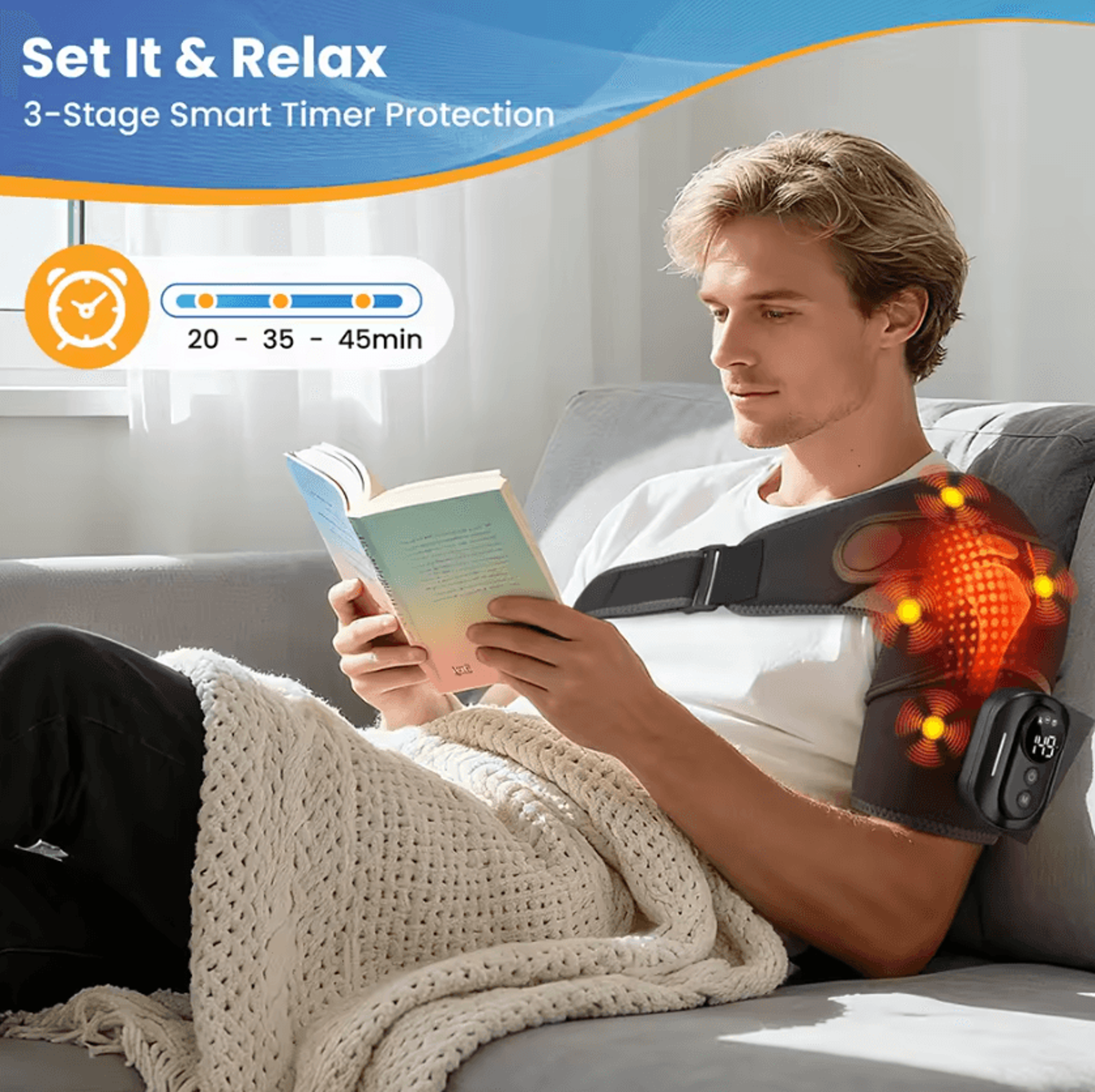 Cordless Shoulder Massager With Heat  Vibration  Heated Shoulder Wrap With Remote Control 2