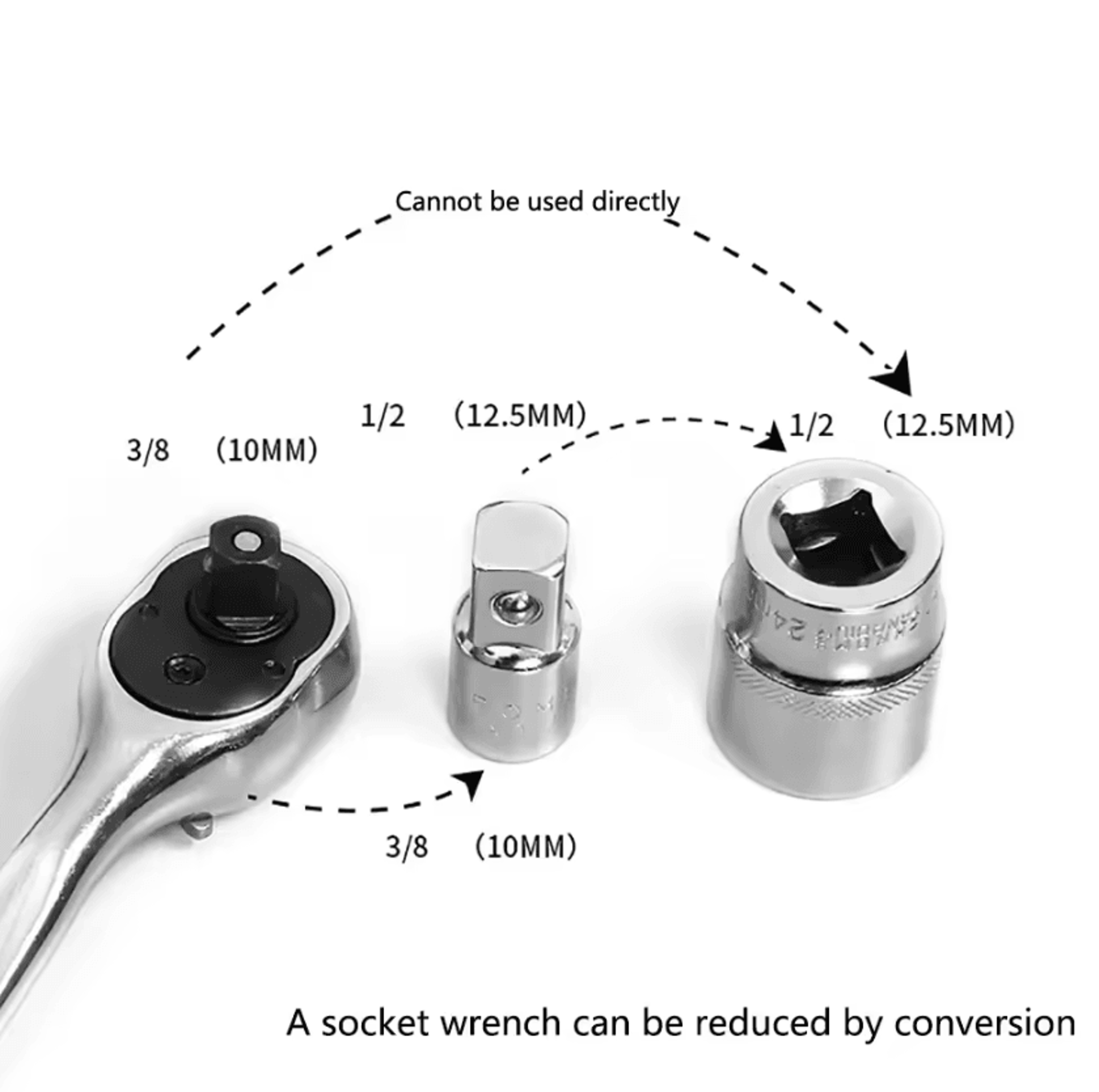 Chrome Vanadium Ratchet Wrench Socket Adapter Drive Converter 1
