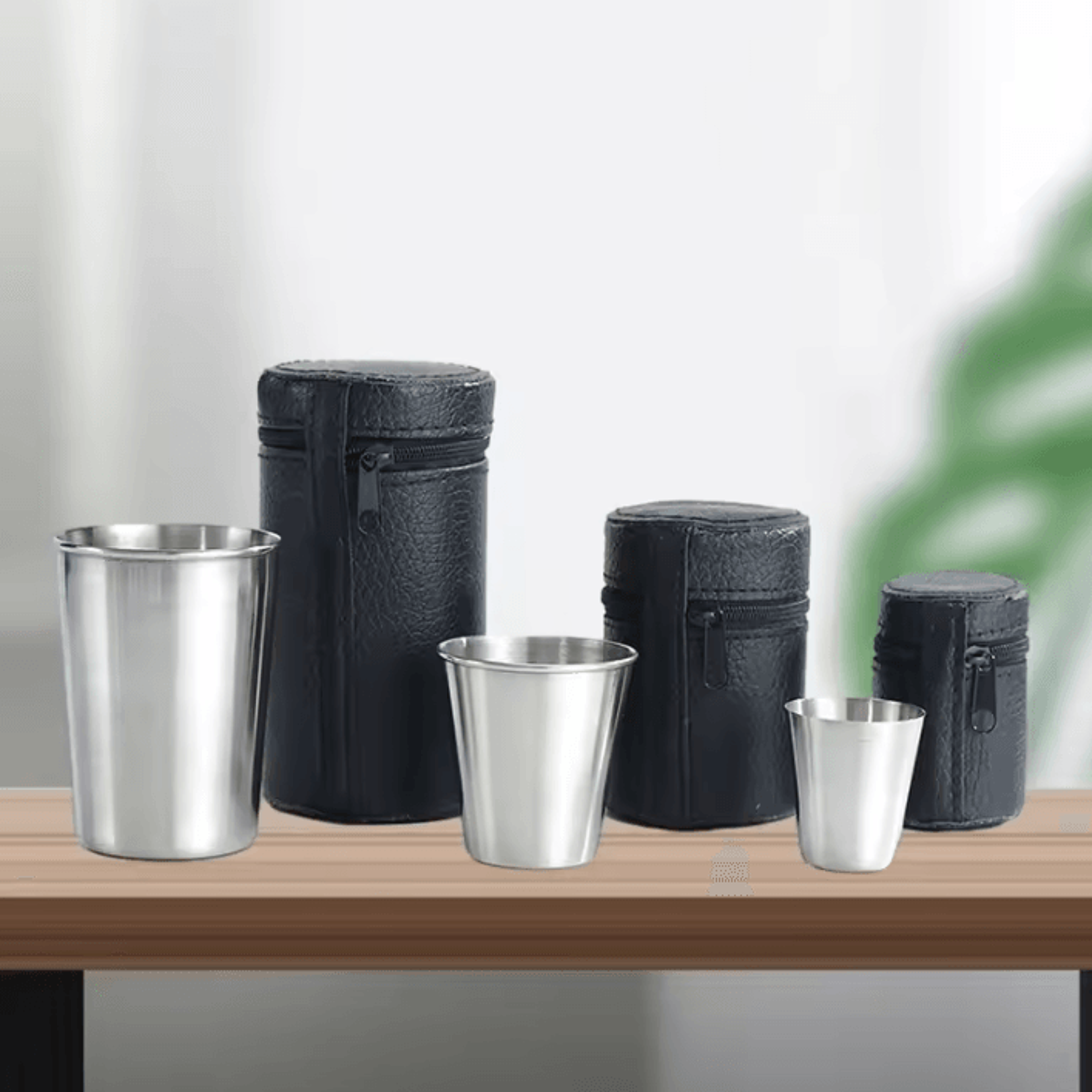 4Piece Stainless Steel Travel Cup Set With Portable Carrying Case 1