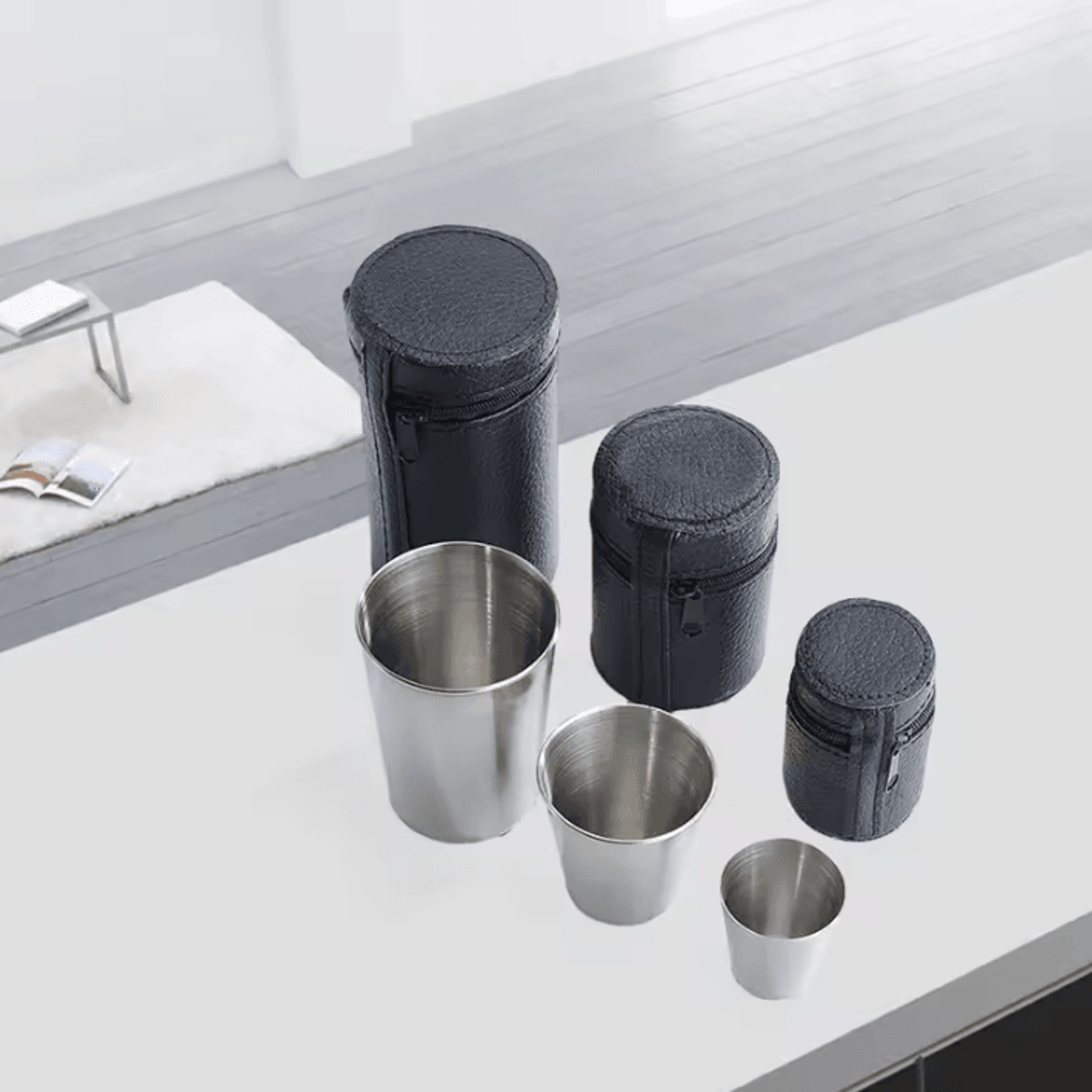 4Piece Stainless Steel Travel Cup Set With Portable Carrying Case 2