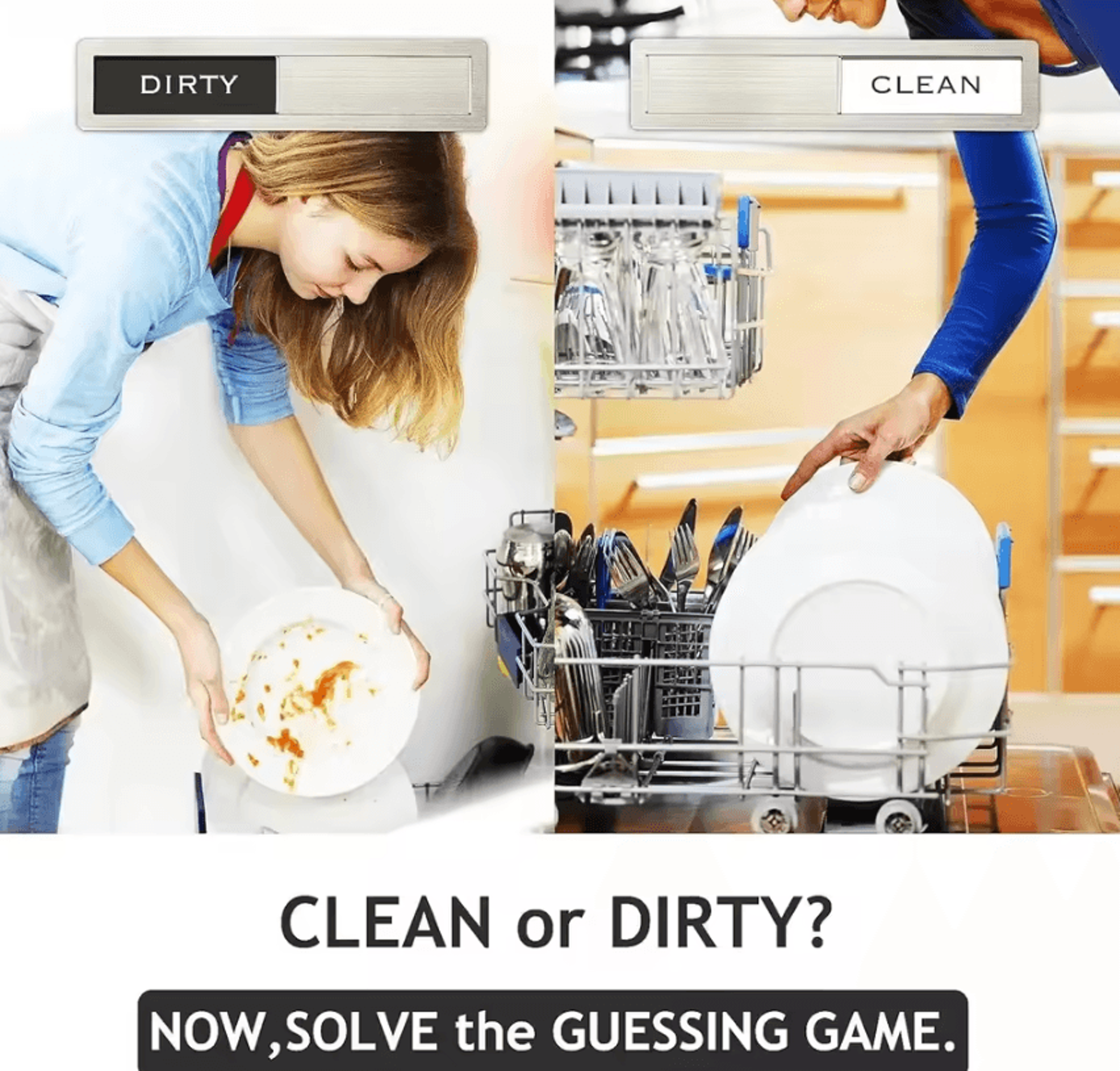 Dishwasher Clean Dirty Magnet  Stainless Steel Sliding Kitchen Status Indicator 3