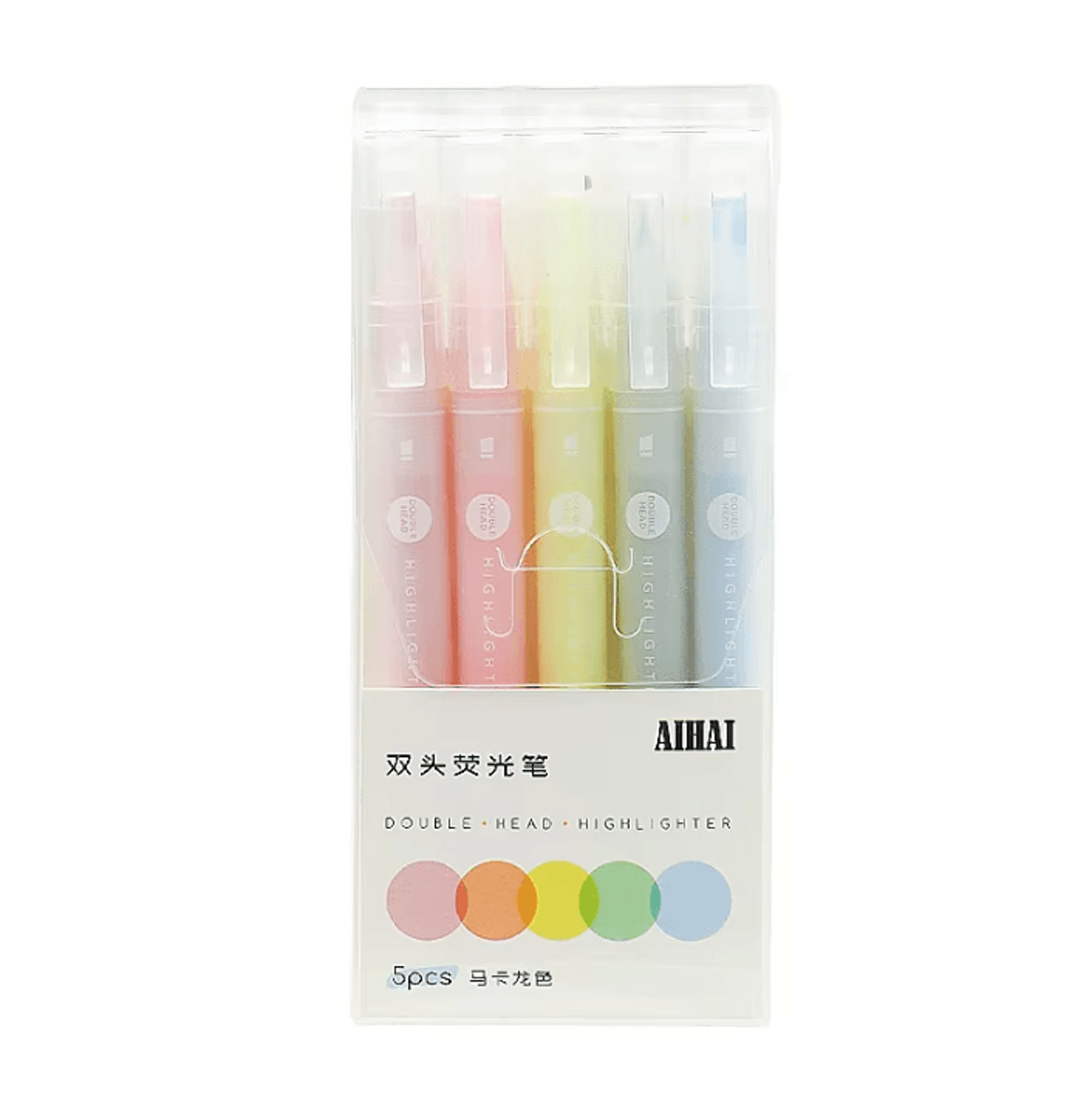 Dual Tip Pastel Window Highlighter Pens Set Of 5 2