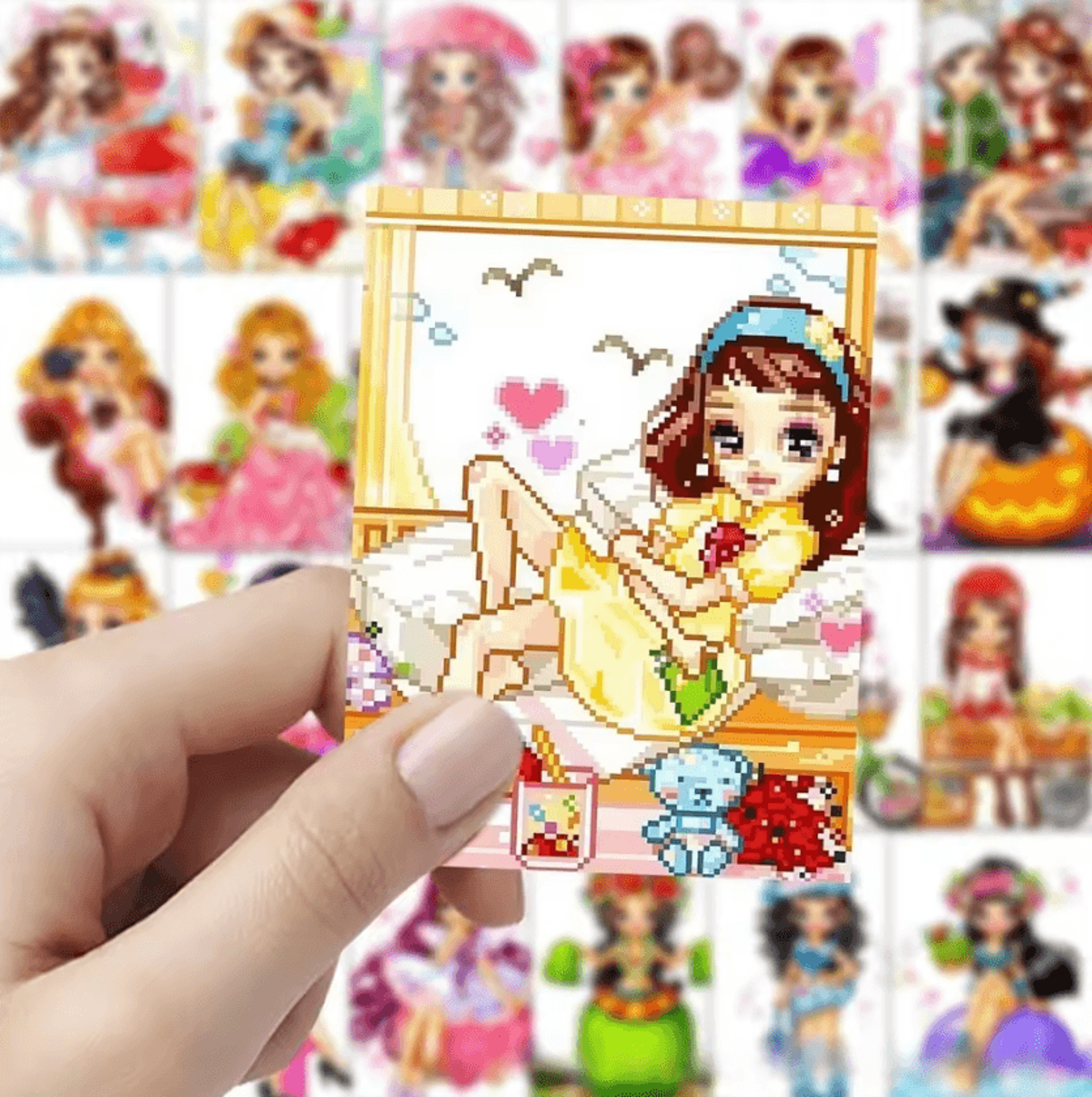 63Piece Kawaii Y2K Pixel Doll DieCut Sticker Pack 1