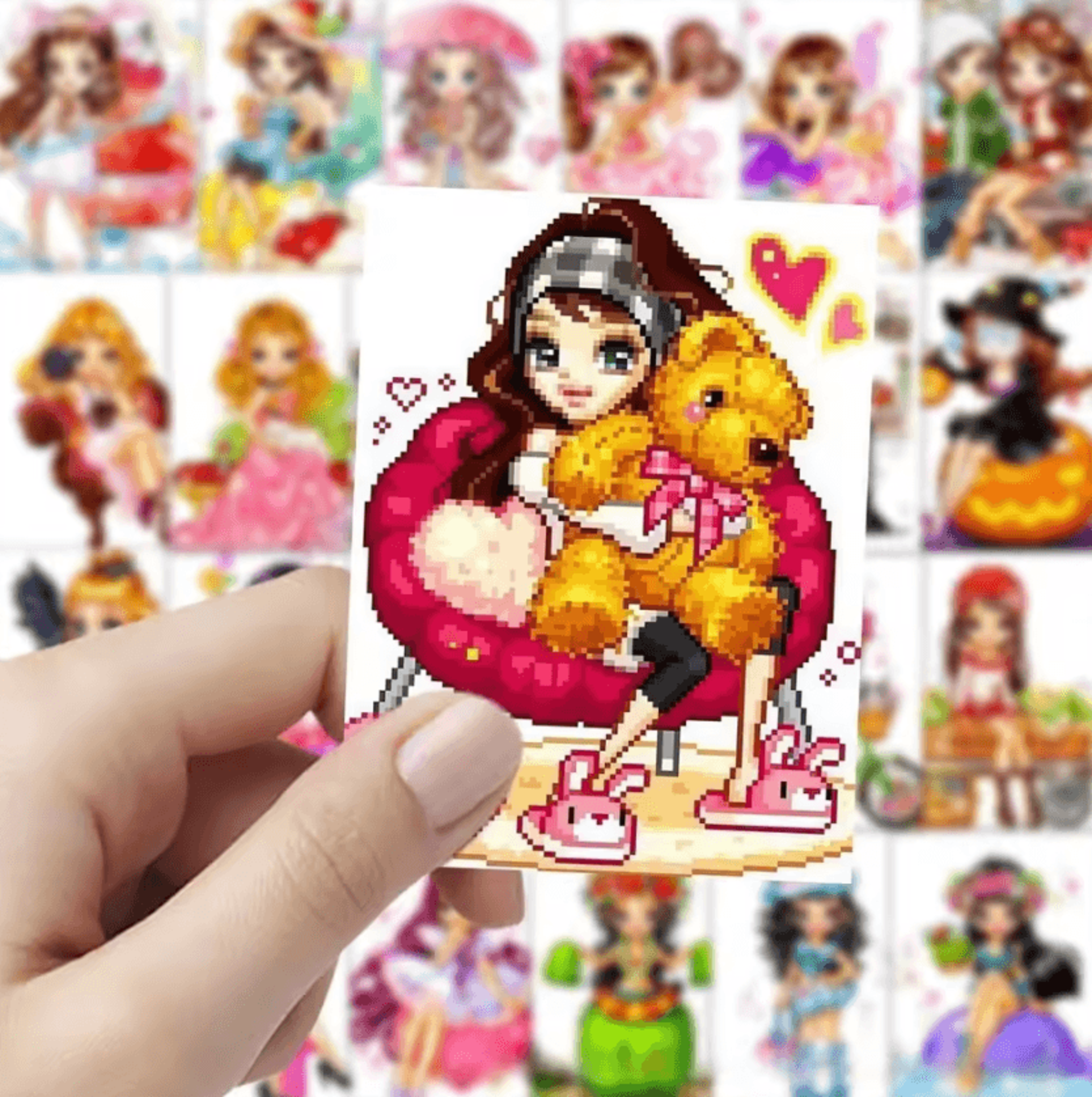 63Piece Kawaii Y2K Pixel Doll DieCut Sticker Pack 2