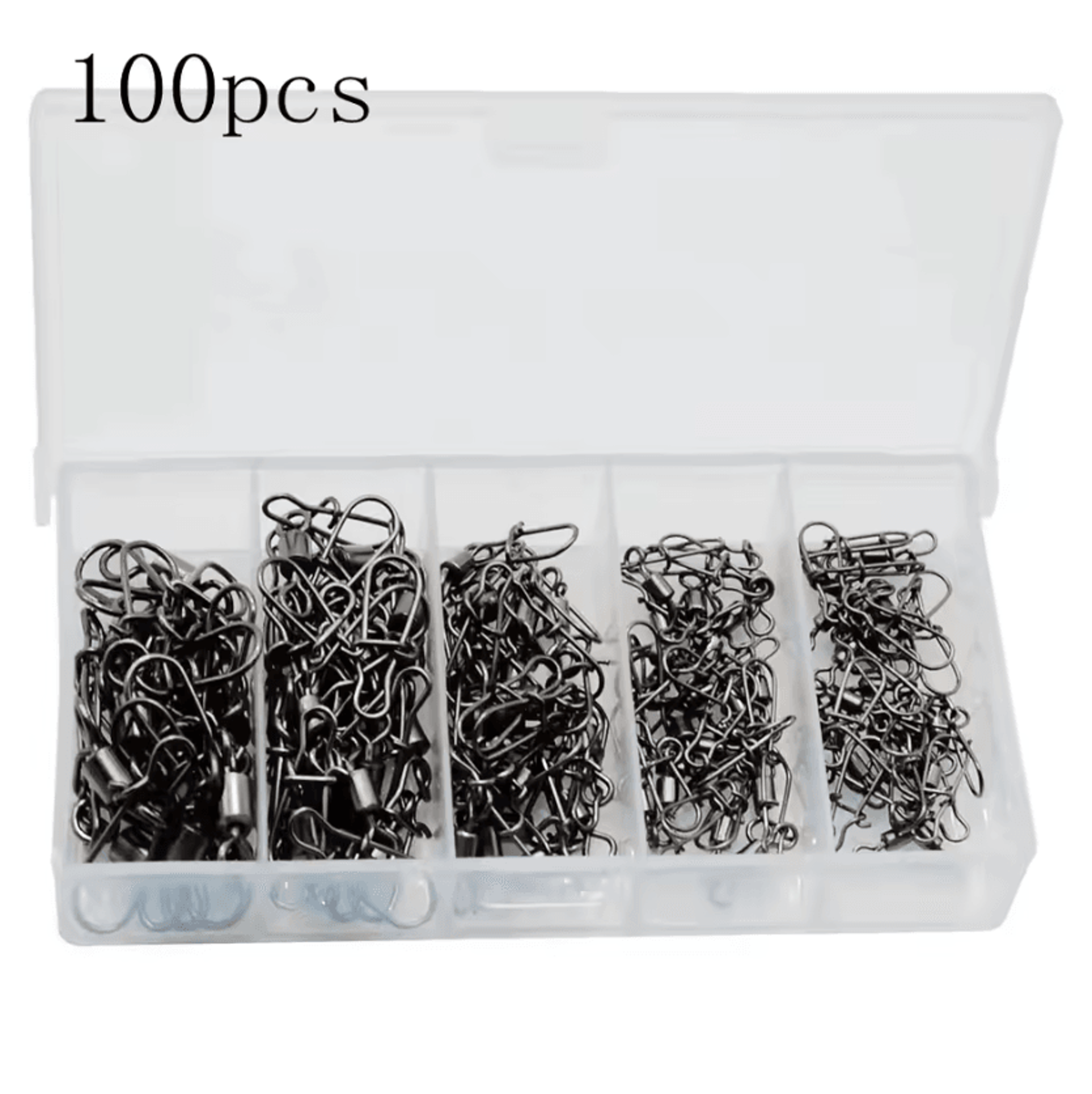 50Piece Stainless Steel Fishing Rolling Swivels With Snap 5