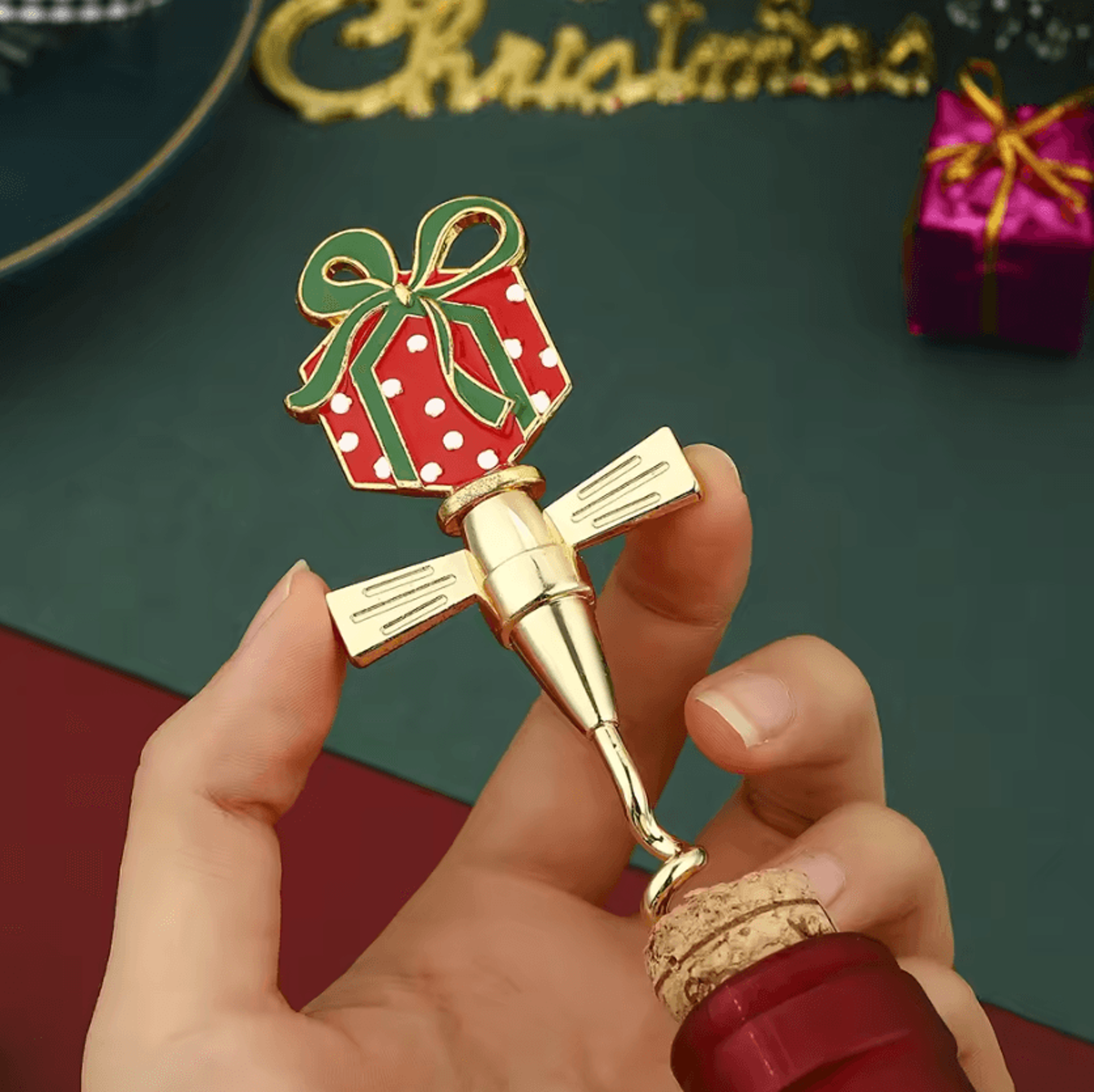 Christmas Bear  Puppy Wine Bottle Opener Gift Corkscrew 1