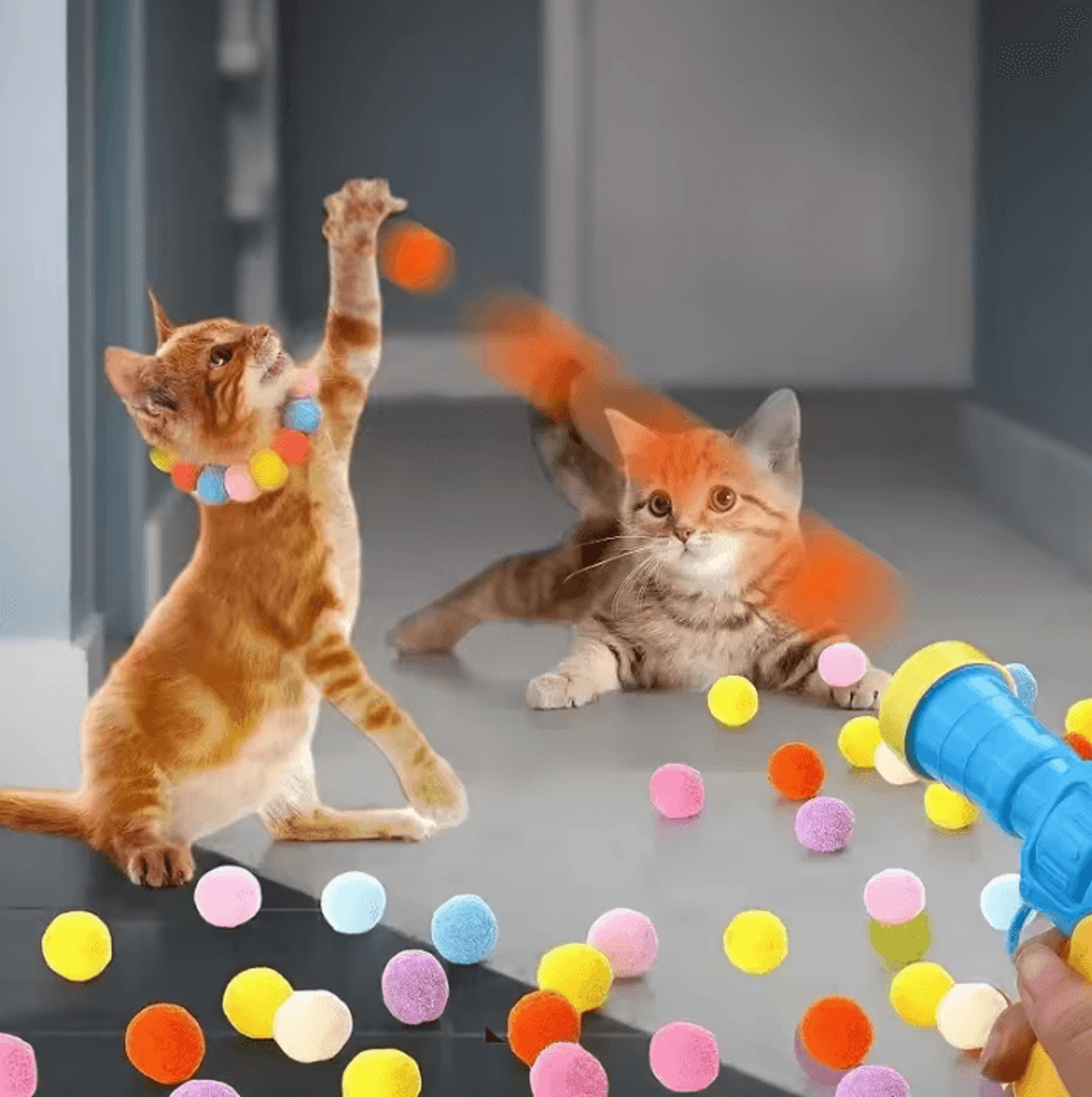 Interactive Plush Ball Cat Toy Launcher For Indoor Cats 1