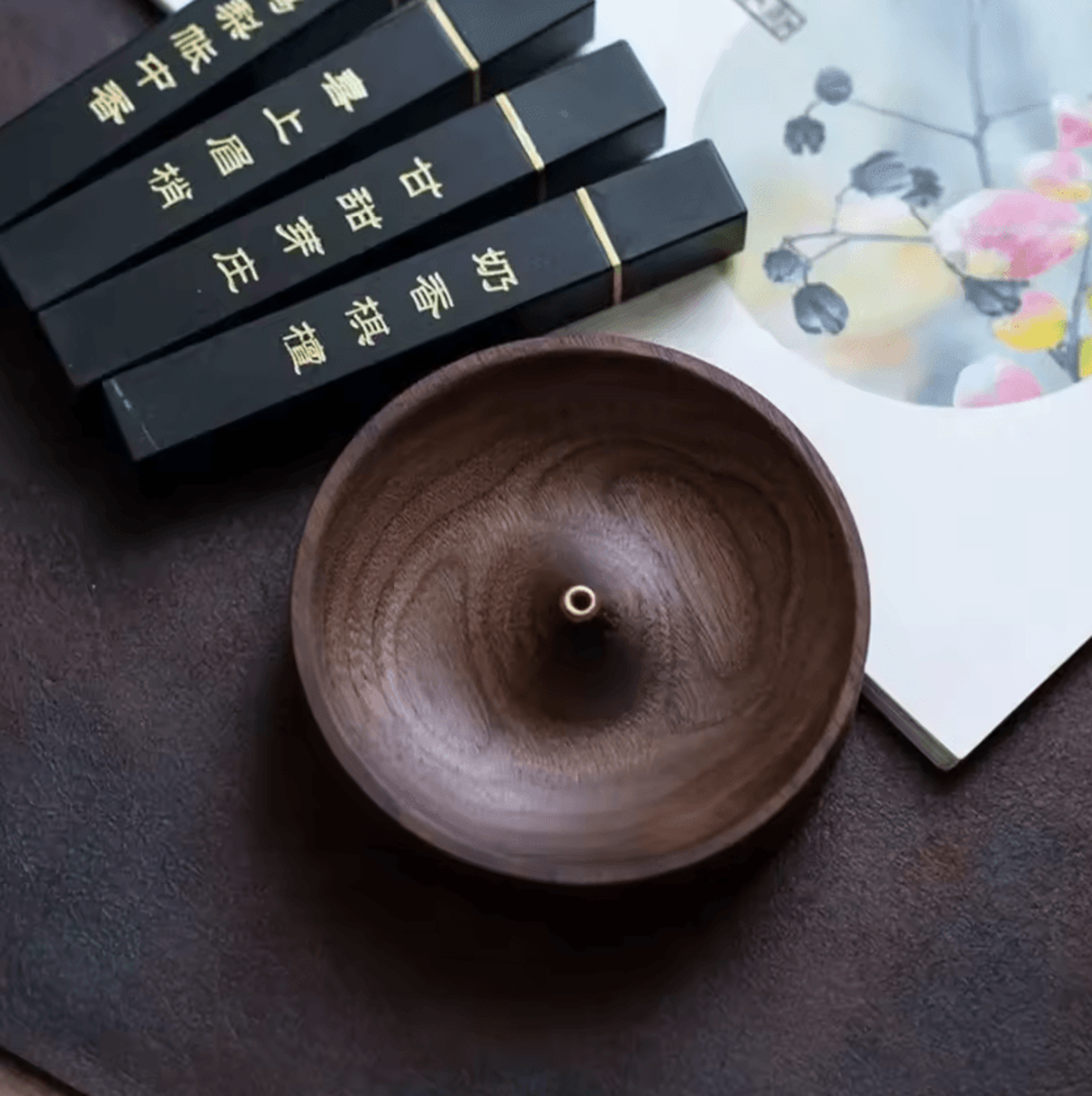 Handmade Black Walnut Wooden Incense Holder For Tea Ceremony  Meditation 3