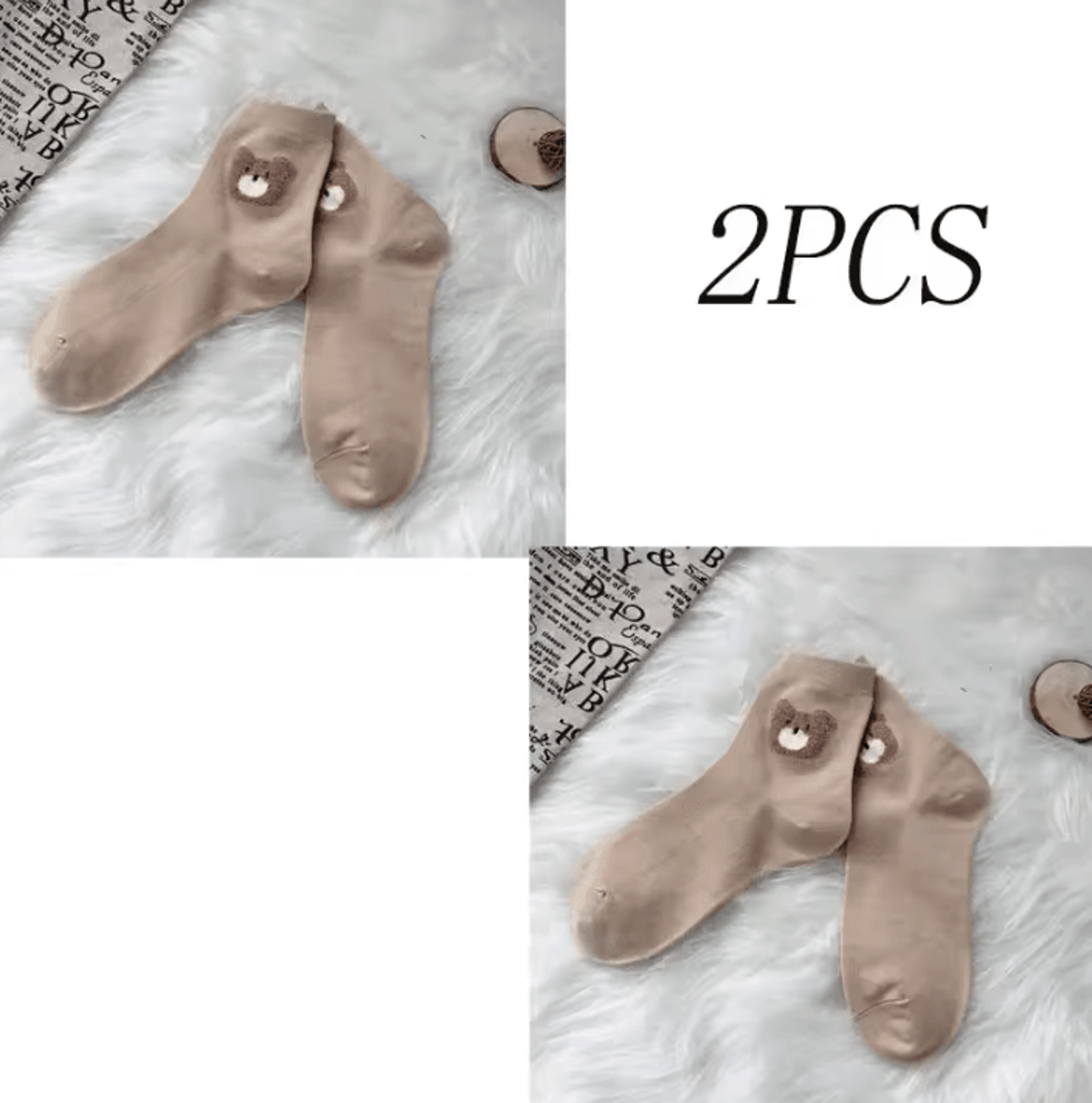 Cute Brown Bear Crew Socks For Women 4