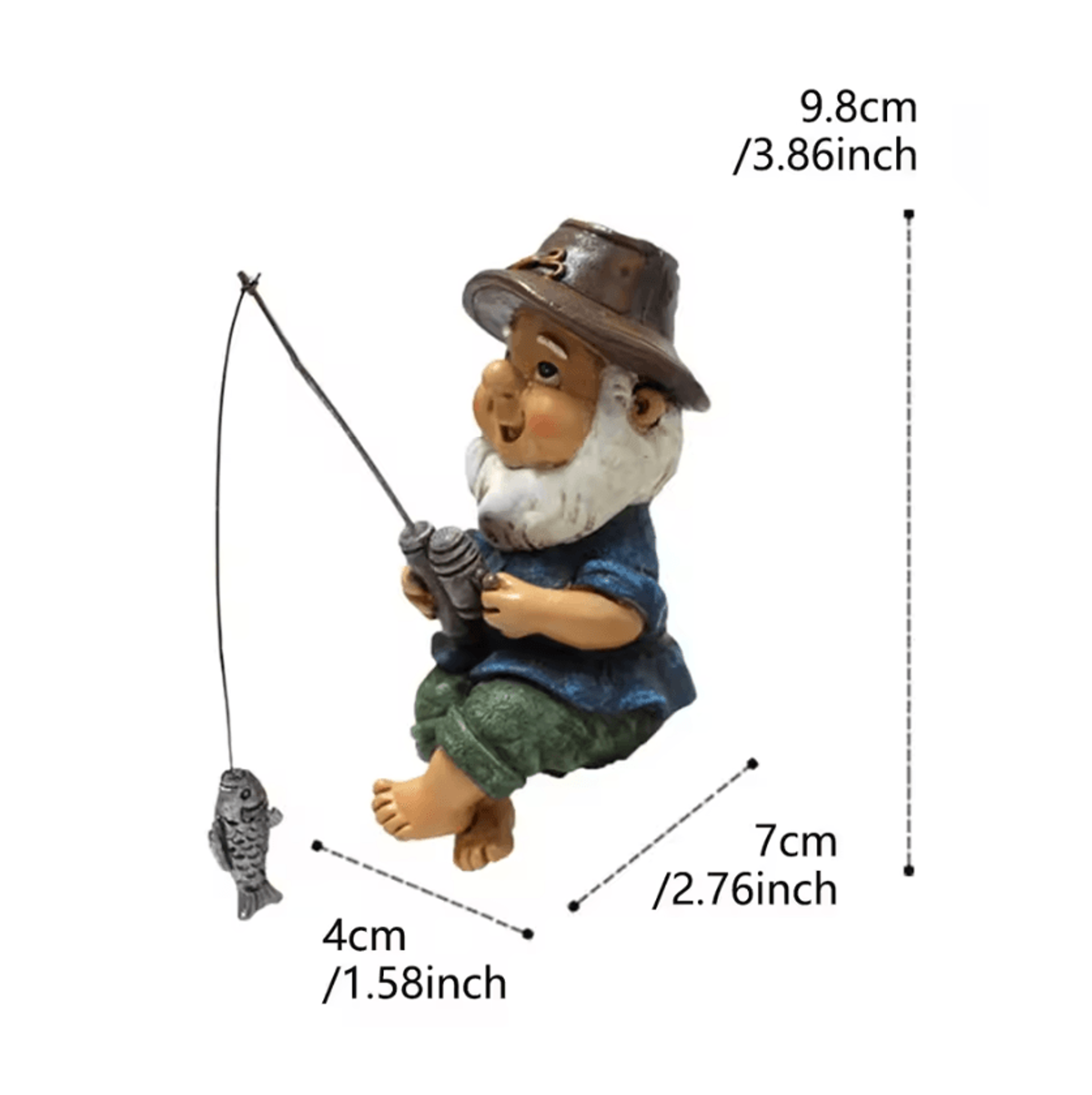 Creative Rope Climbing Fishing Gnome Resin Garden Statue 4