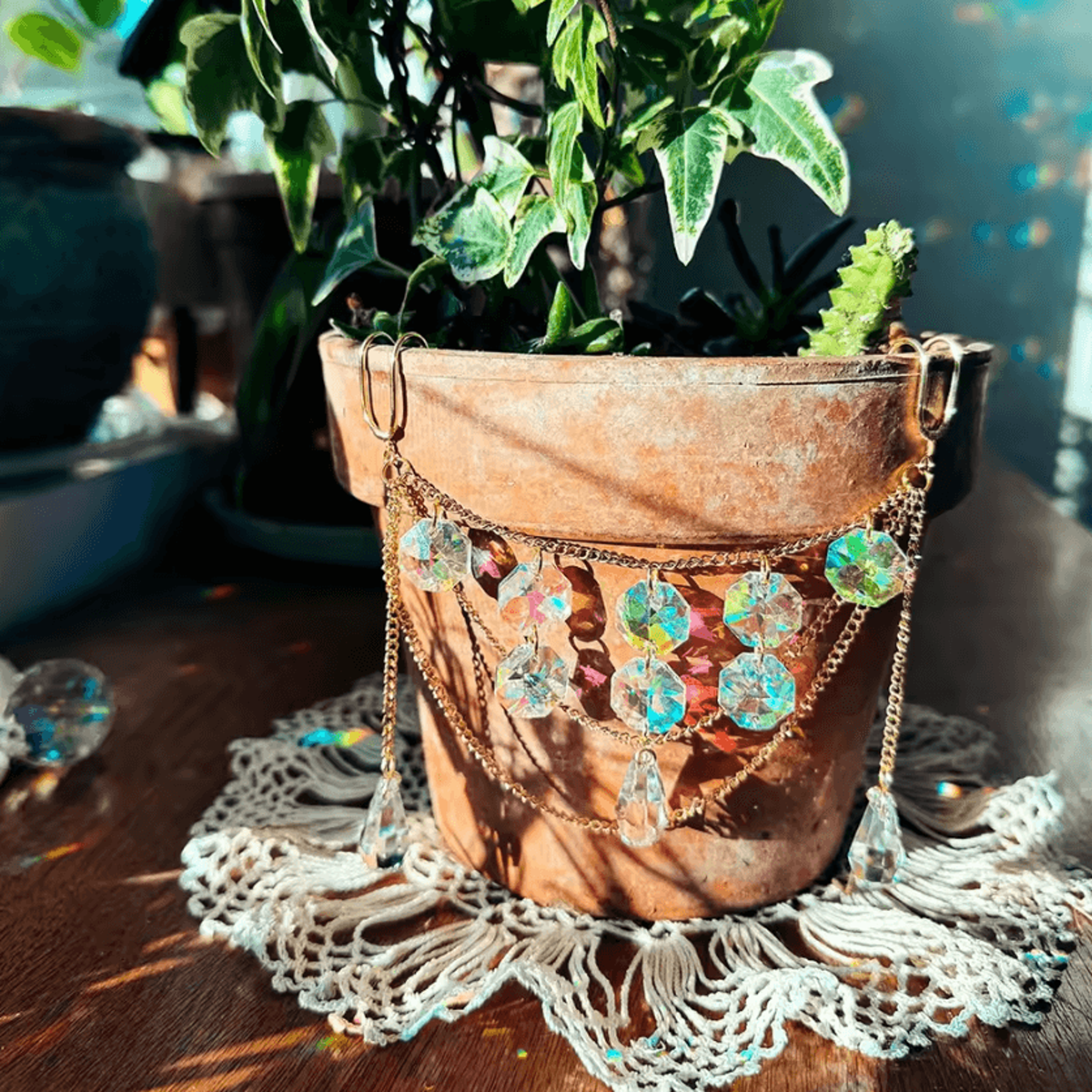 Crystal Sun Catcher Hanging Plant Ornament For Indoor And Outdoor Decor 4