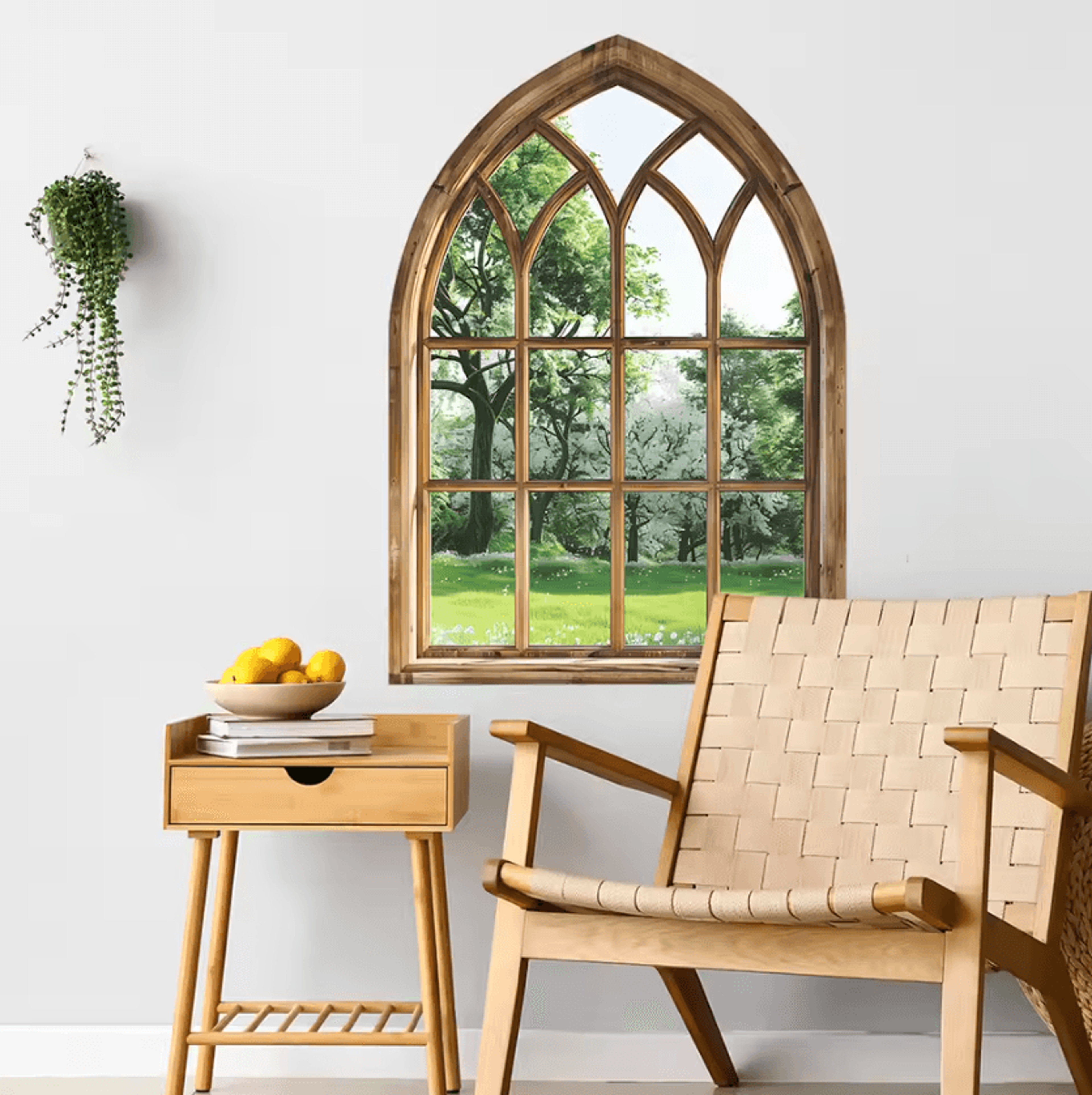 Arch False Window Green Plants Wall Sticker For Home And Office Decor 3