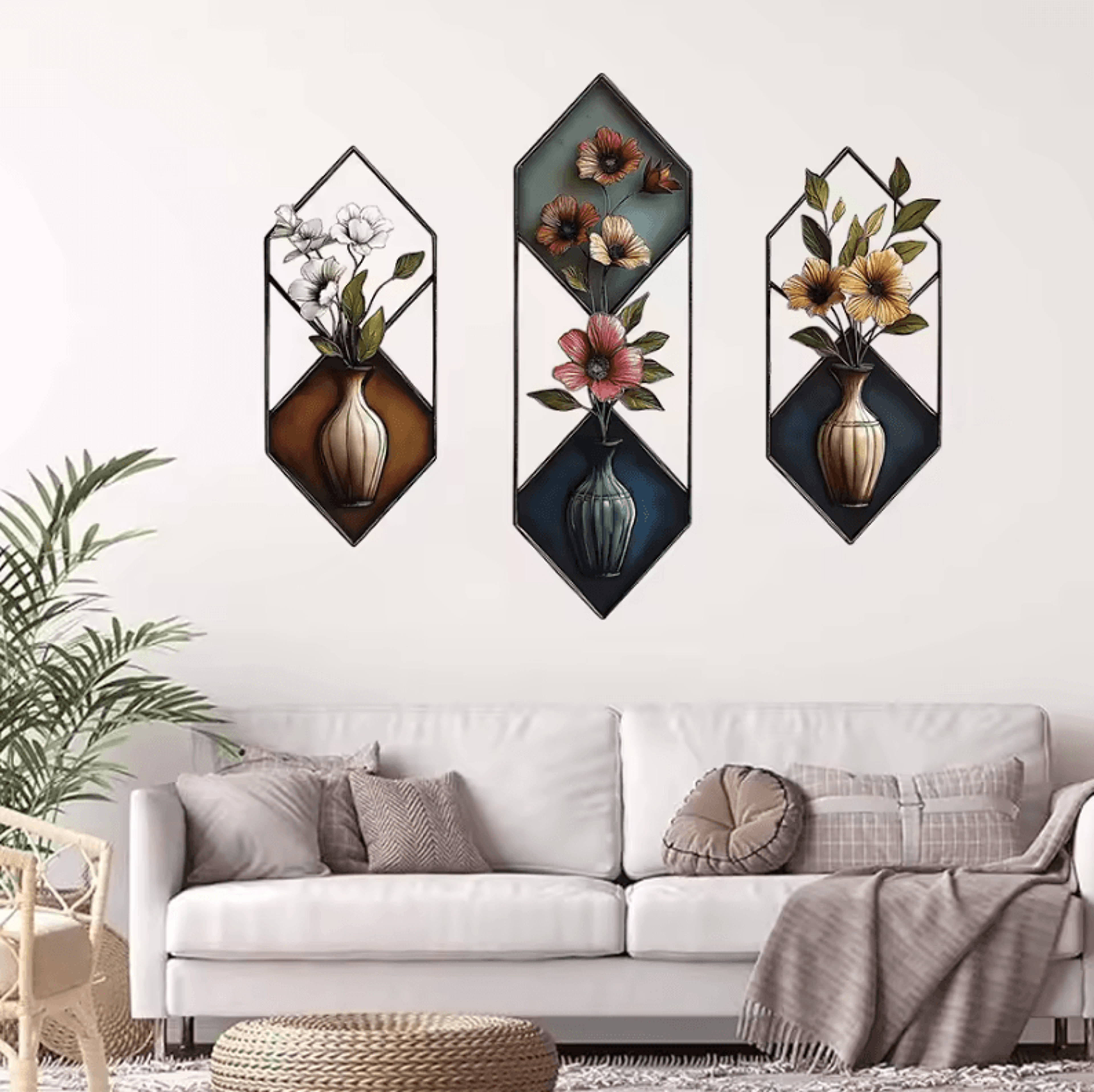 3PCS Watercolor Vase Wall Stickers  Removable Floral Wall Decals For Living Room Bedroom  Home Deco 3