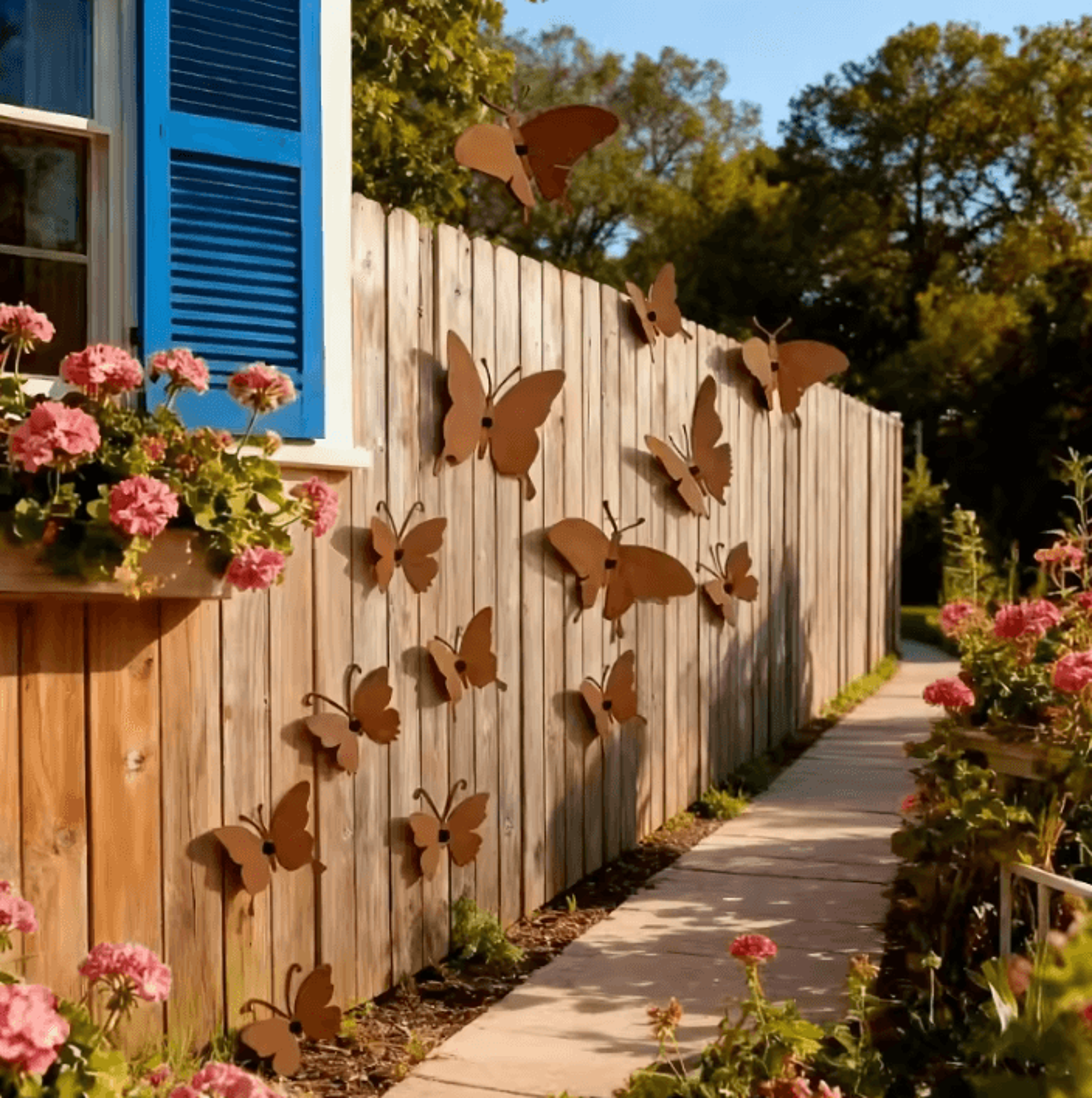 Metal Butterfly Garden Wall Art  Decorative Outdoor Fence  Patio Butterfly Decor 3