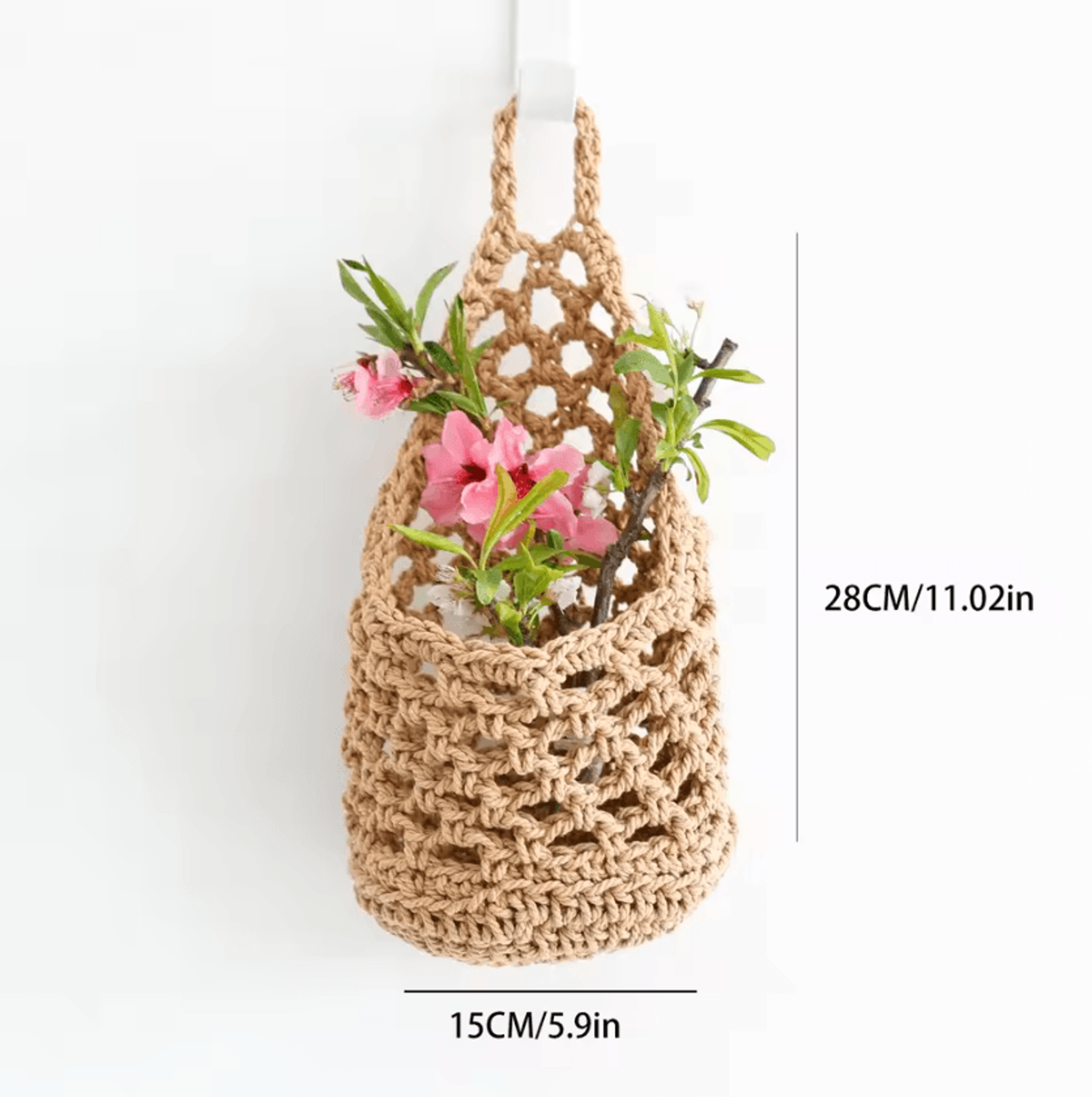 Boho Macrame Plant Hanger Basket With Cotton Rope Net Pouch For Home Decor 3