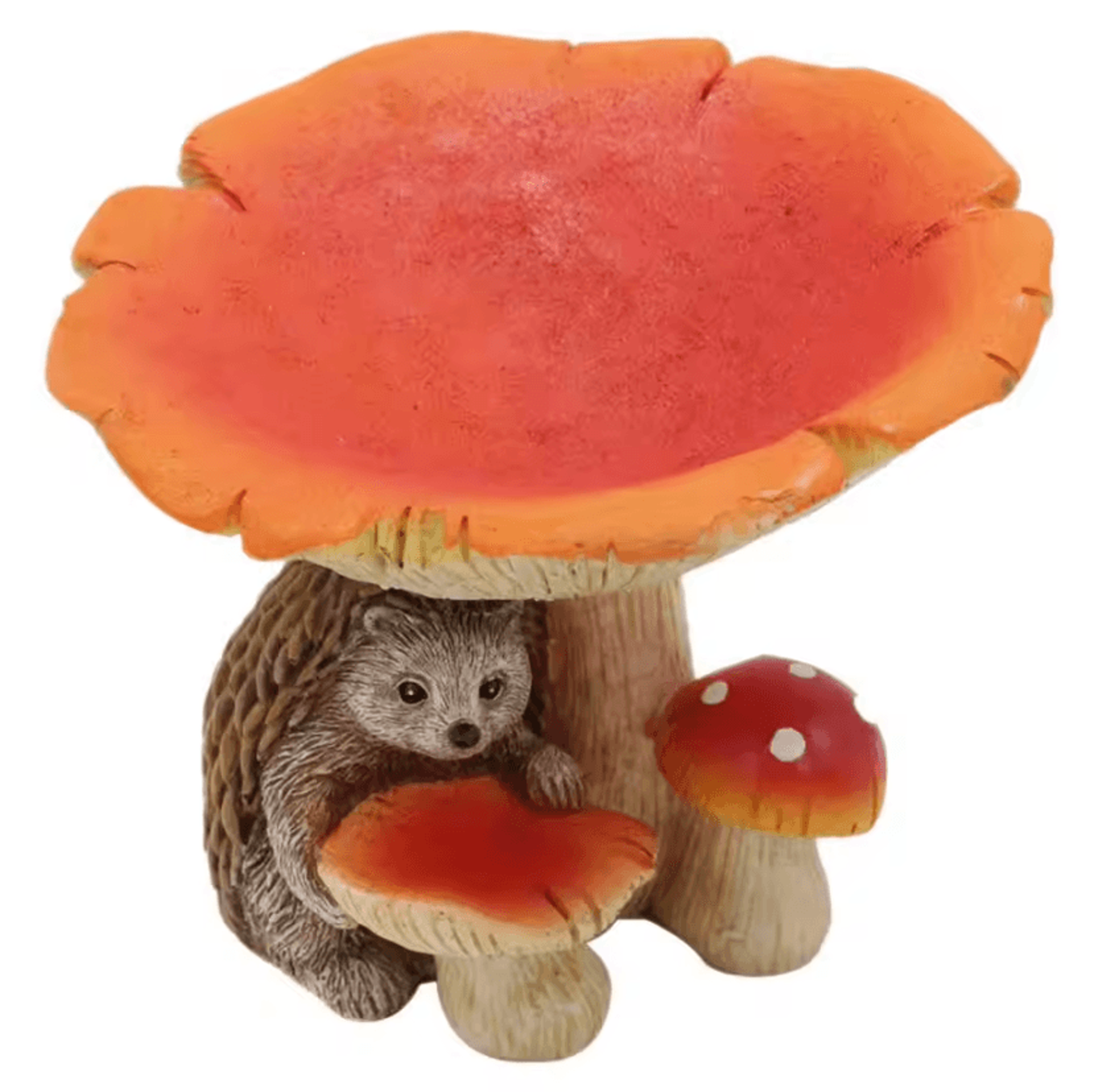 Cute Mushroom Hedgehog Bird Feeder Resin Garden Ornament 4