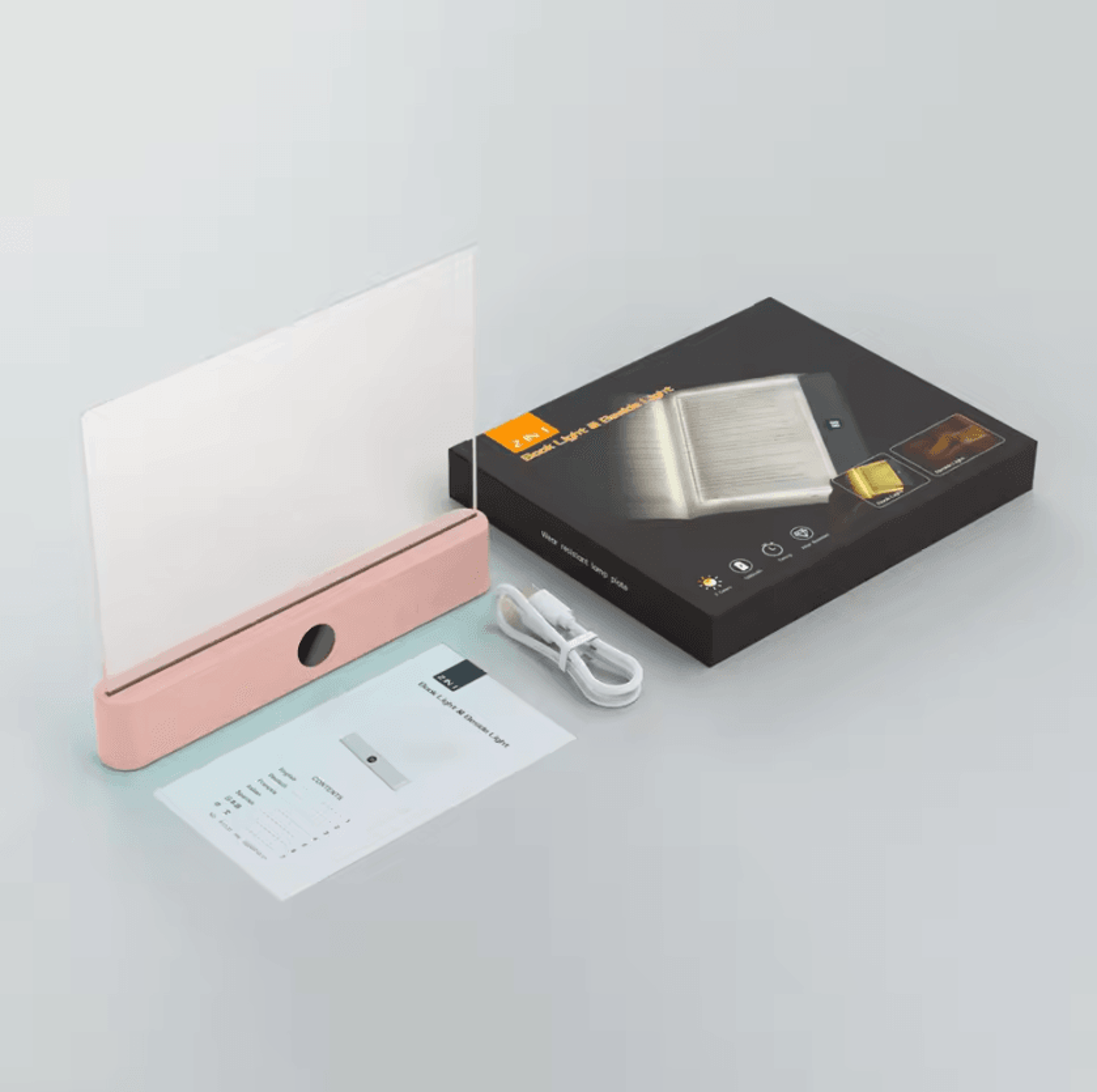 2 In 1 LED Flat Panel Book Light  USB Rechargeable Night Reading Lamp 5