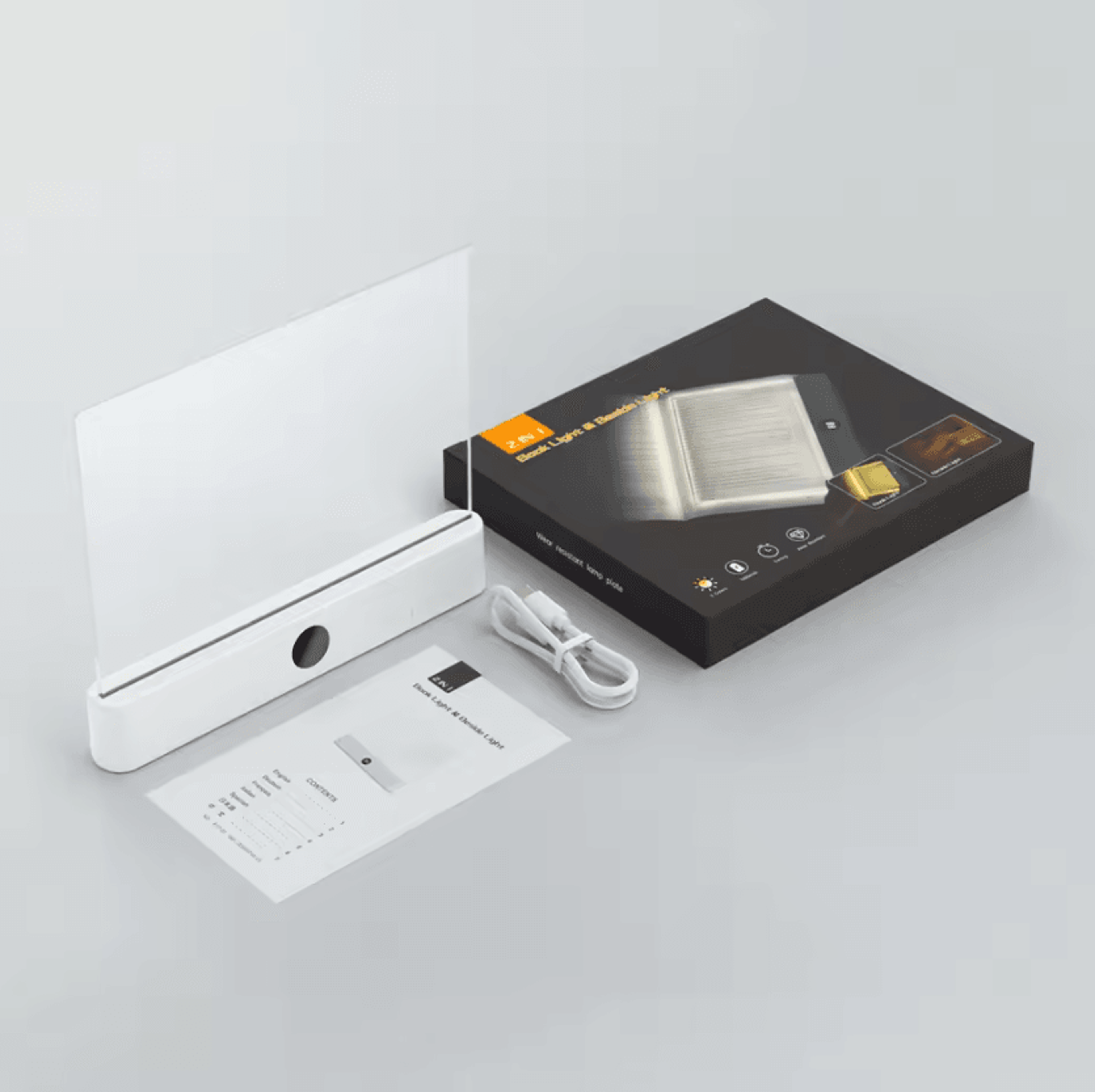 2 In 1 LED Flat Panel Book Light  USB Rechargeable Night Reading Lamp 6