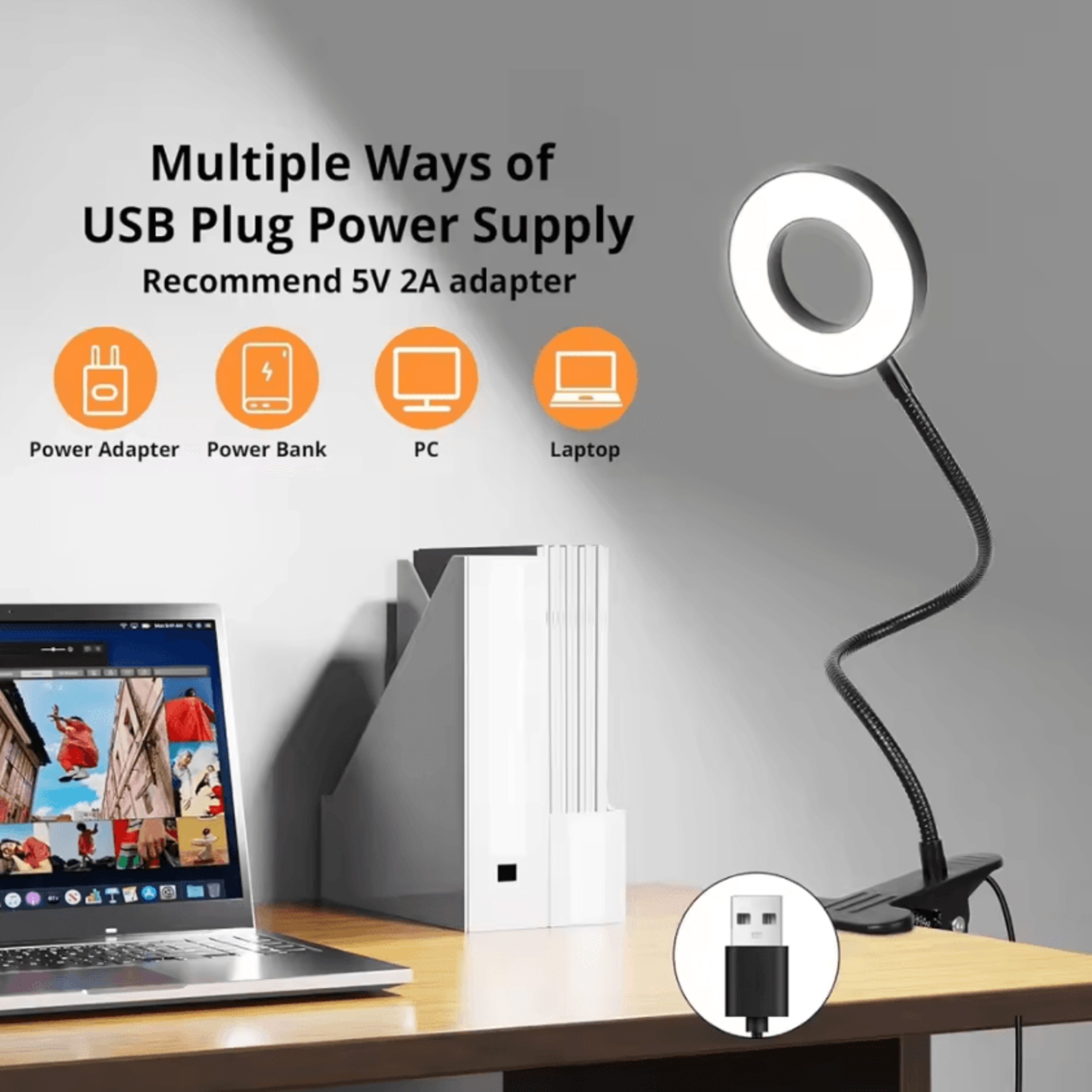 Dimmable LED Clip On Desk Lamp  3 Color Modes 10 Brightness Levels 4