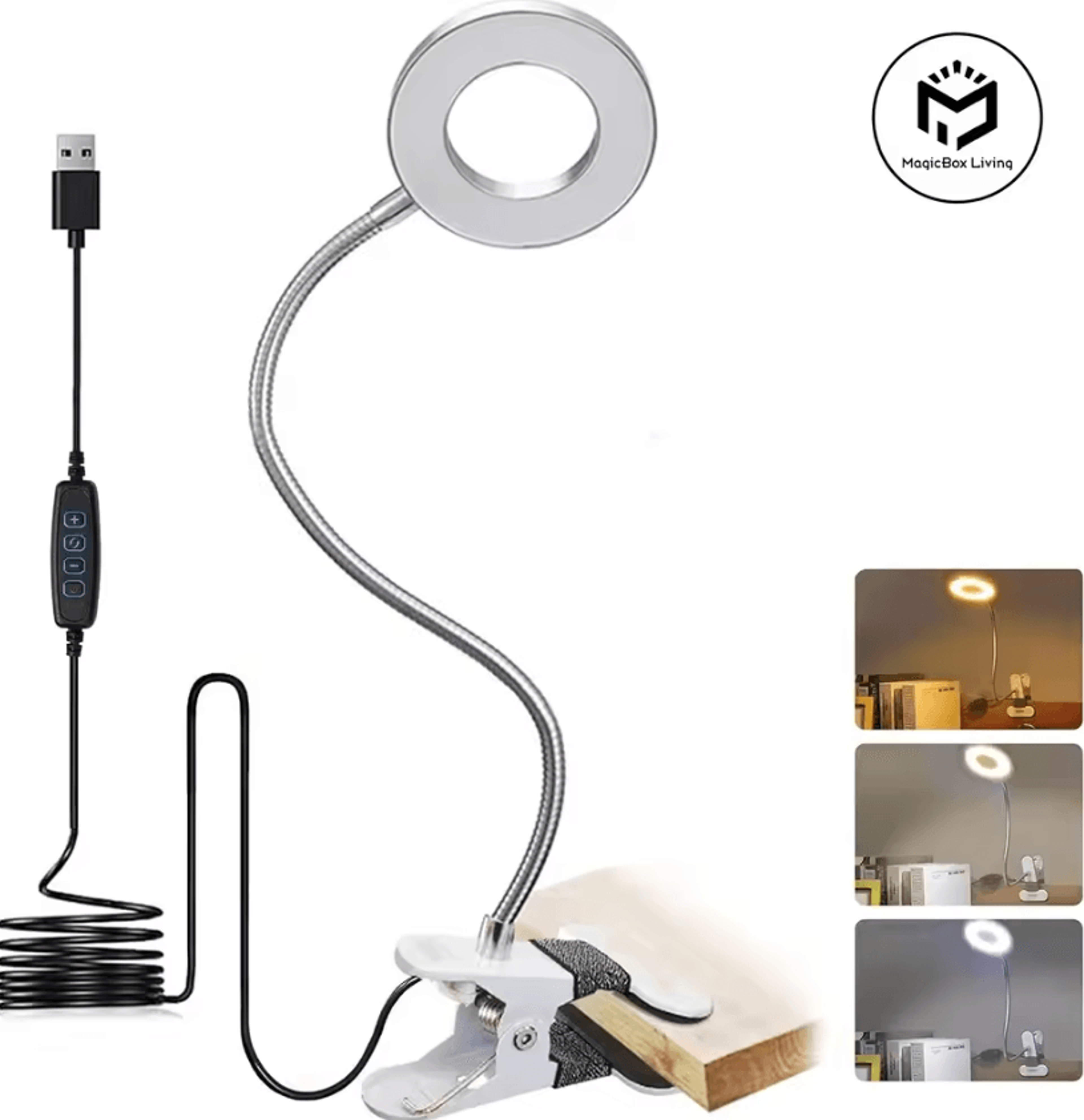 Dimmable LED Clip On Desk Lamp  3 Color Modes 10 Brightness Levels 5