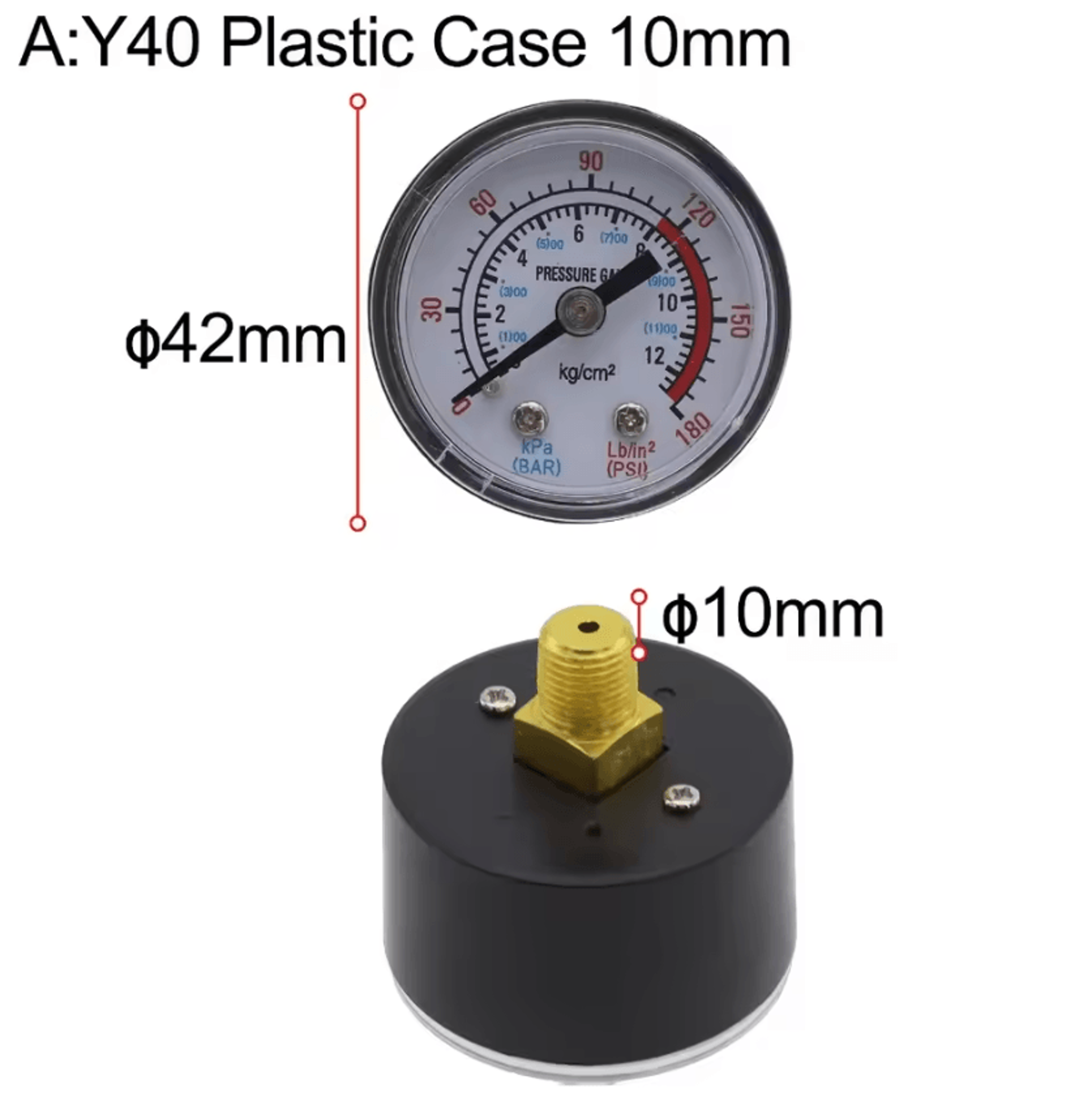 Y40 Y50 Air Compressor Pressure Gauge 0180 PSI 3
