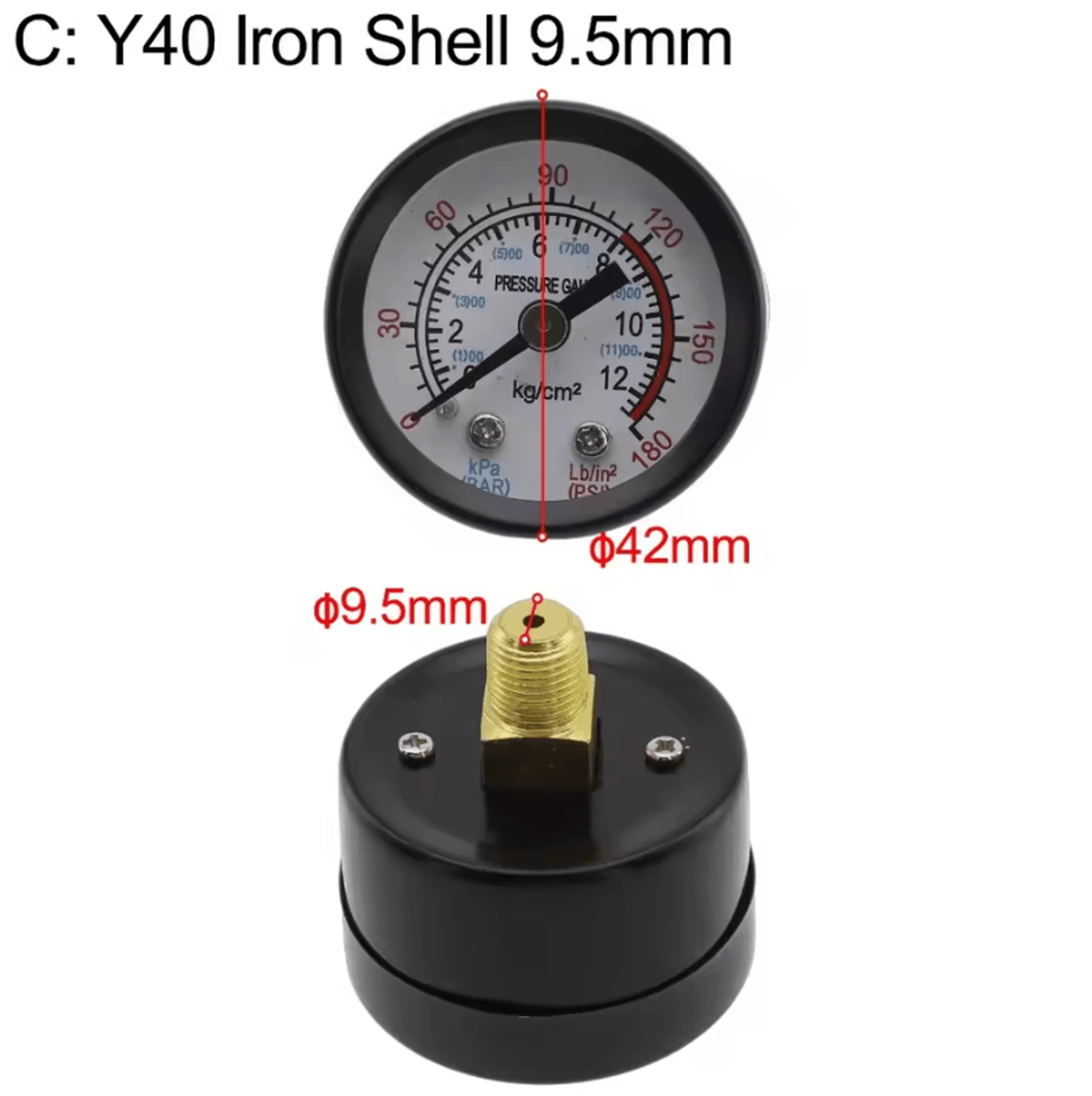 Y40 Y50 Air Compressor Pressure Gauge 0180 PSI 4